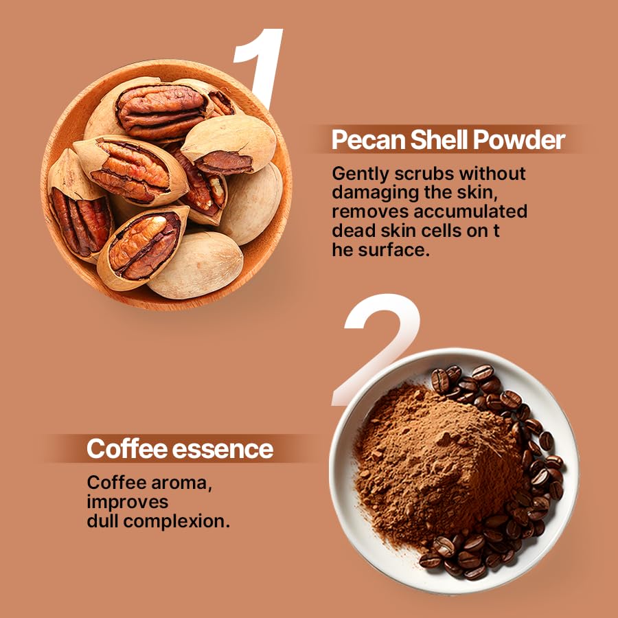 Coffee Body Scrub Exfoliating Sugar Scrub for Body Dead Skin Remover Moisturizing Body Polish Smooth Skin Shower Bath Body Exfoliator Skin Smoothing Scrub 10.58 oz