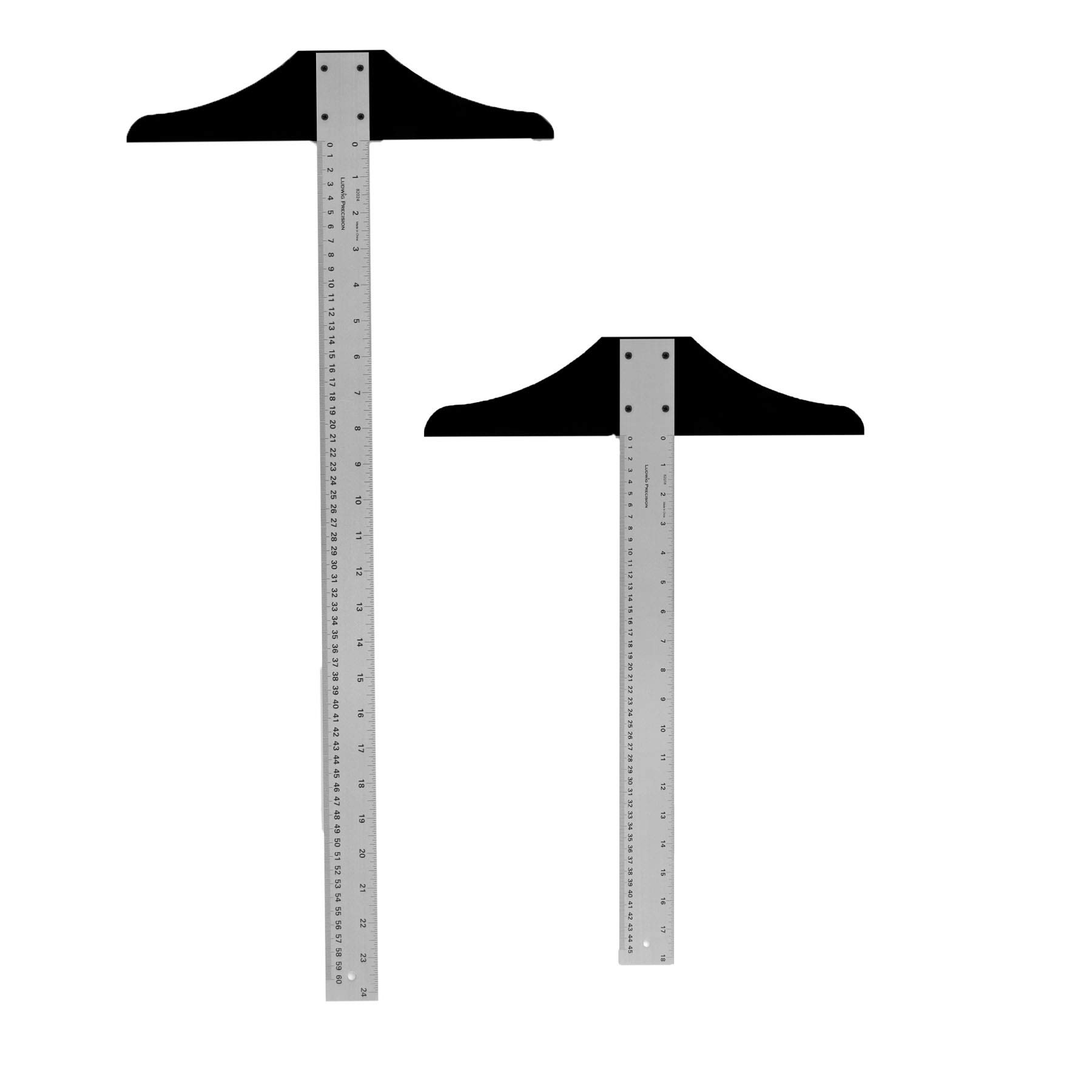 Ludwig Precision Standard T-Square for Art, Framing & Drafting, 18-inch & 24-inch (2 Pack), Silver