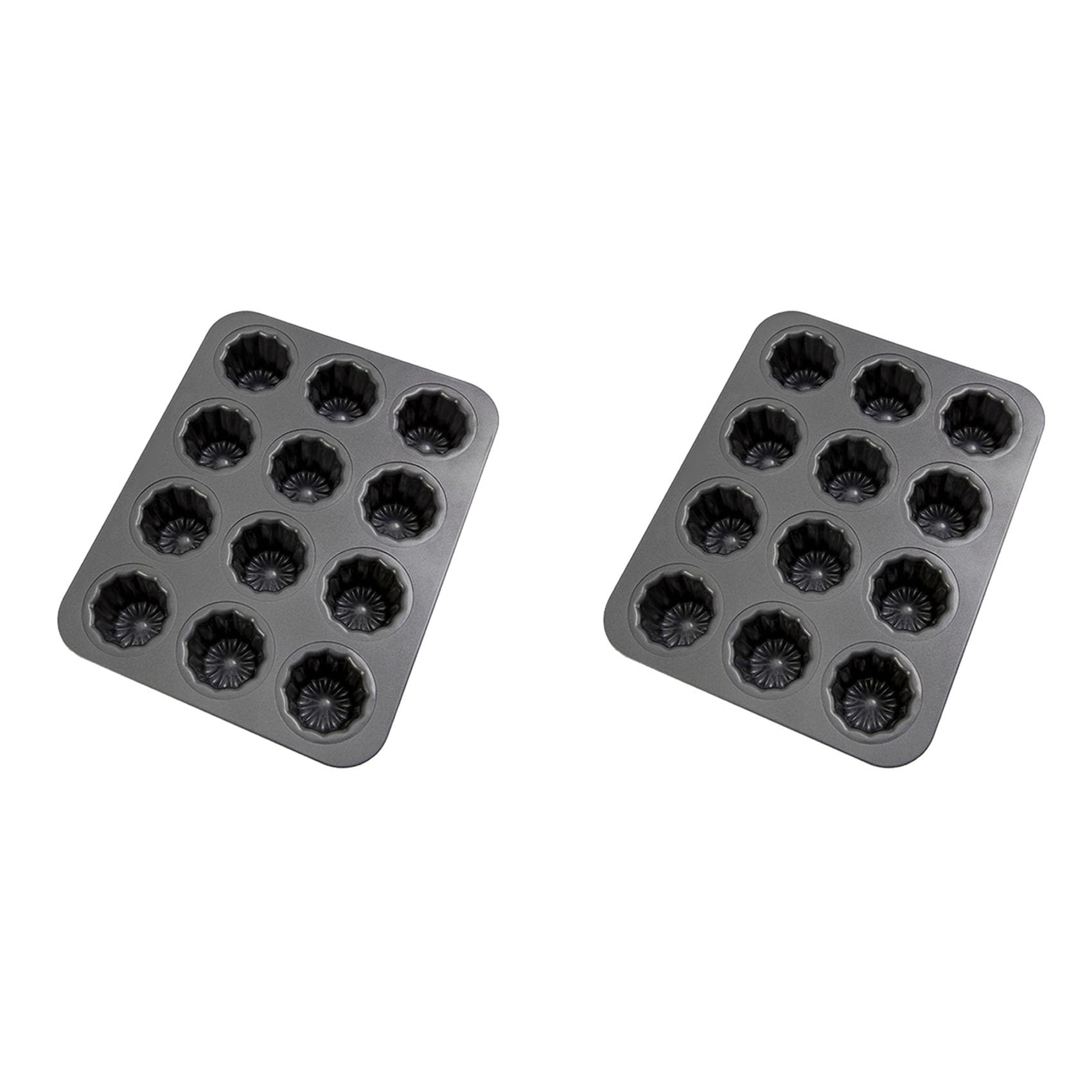 2X Moule à Gâteau Canele à 12 Cavités Moule à Gâteau Antiadhésif Canele Muffin Moule à Cupcake pour la Cuisson au Four Moules à Pouding