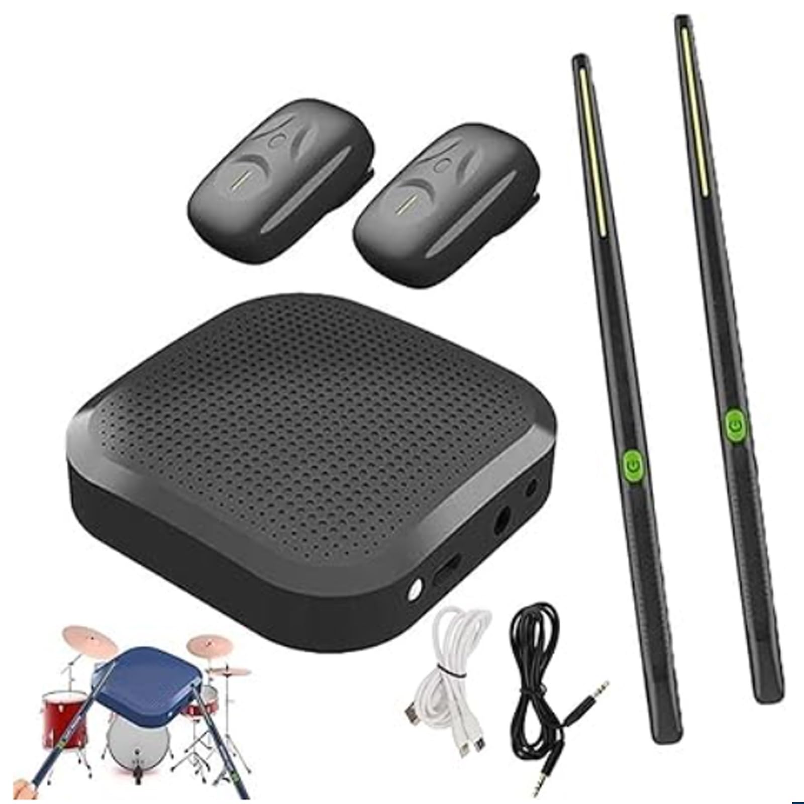 Kabellose Air Drumsticks mit Bewegungssensor | Virtuelles elektronisches Schlagzeug, tragbar mit 8 Tönen und Bluetooth