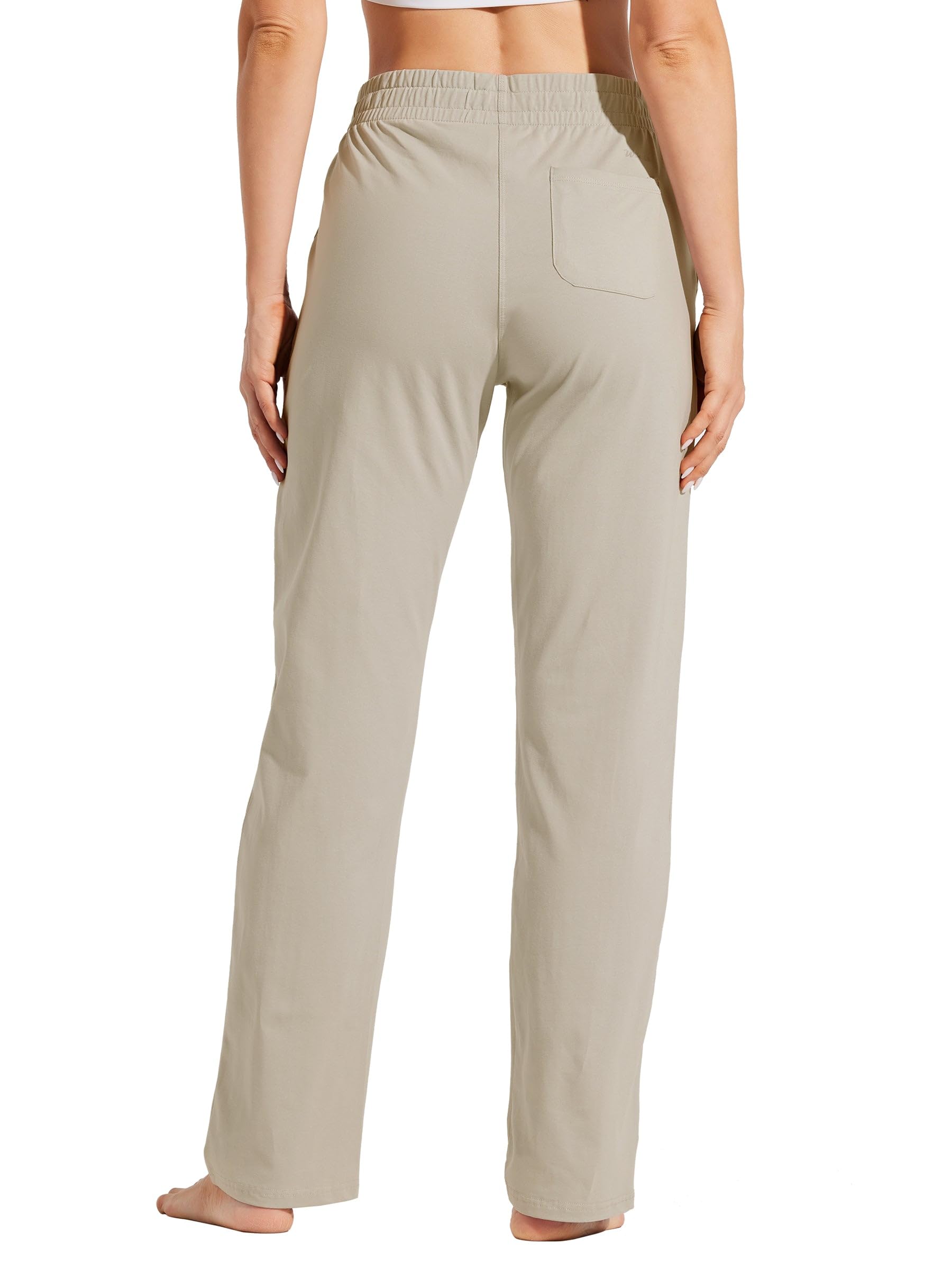WILLIT Jogginghose Damen Baumwolle Trainingshose Lang Freizeithose Sporthose Yogahose gerades Bein Sport Lounge Sweatpants Kordelzug mit Taschen