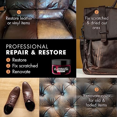 Image of FORTIVO Leather Recoloring Balm, Color Restorer, Scratch Remover, Couch Paint and Repair, Leather Balm for Couches