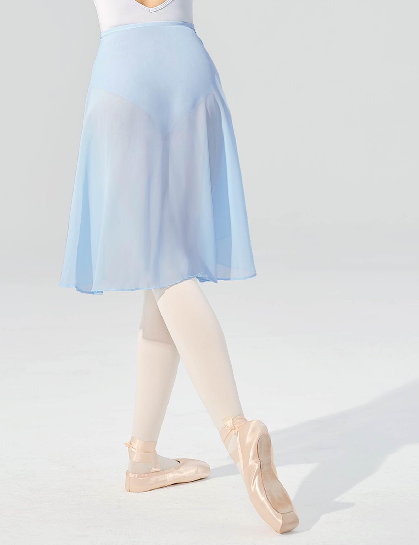 Avrigirl Blue Asymmetric Women Ballet Skirts Wrap Knee Length Chiffon Dance Cover up for Aerial Yoga, Swim, Beach, Skating