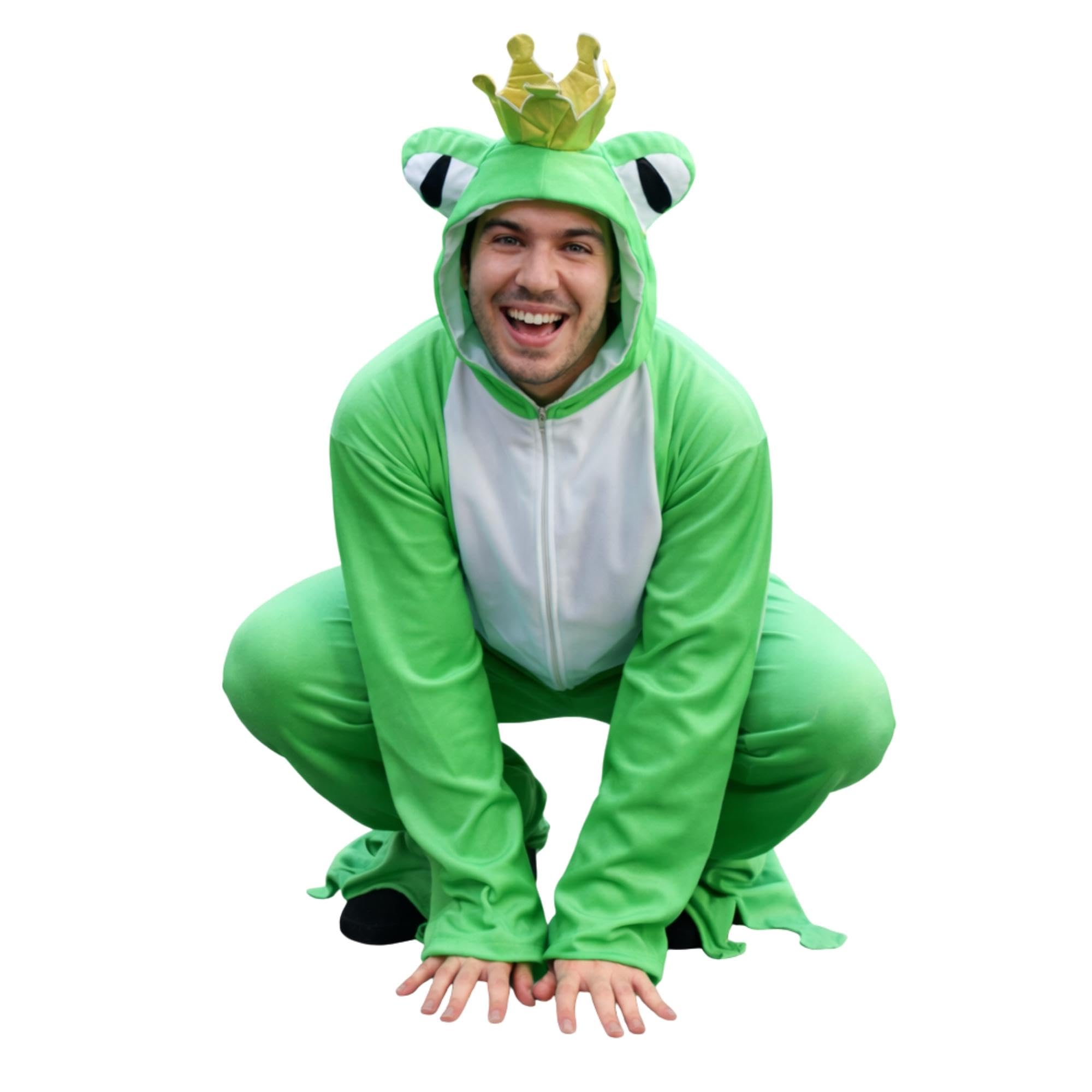 Ikumaal Frosch-König Kostüm, Sy12 XL, für Erwachsen-e Männer Frau-en, Frösche Märchen Kostüm-e Fasching Karneval Fasnacht Faschingskostüm-e Karnevalskostüm-e