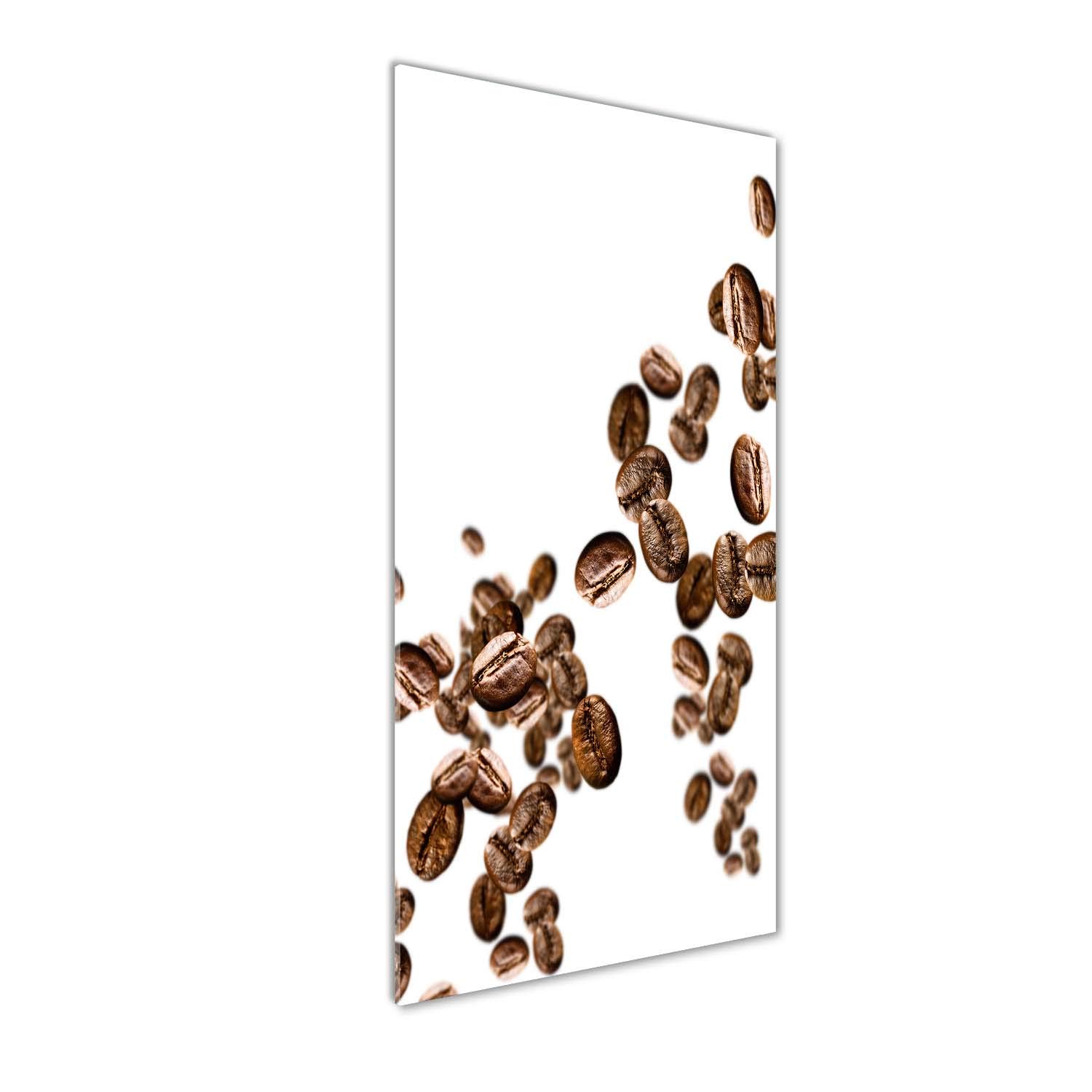 Peinture sur verre trempé 50x125cm Tulup - Tableau mural de grains de café pour cuisine