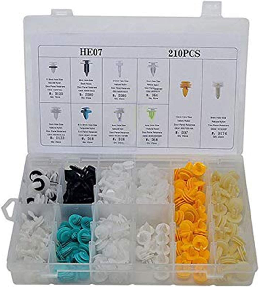 ZENHOX 210Pcs 10Size Universal Car Buckle Fasteners Replace