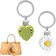 2pcs Hat Holder for Travel on Bag, Flower and Green Leaf Sun Hat Clips for Backpacks Wallets Luggage Practical Holiday Travel Accessories (White, Green)