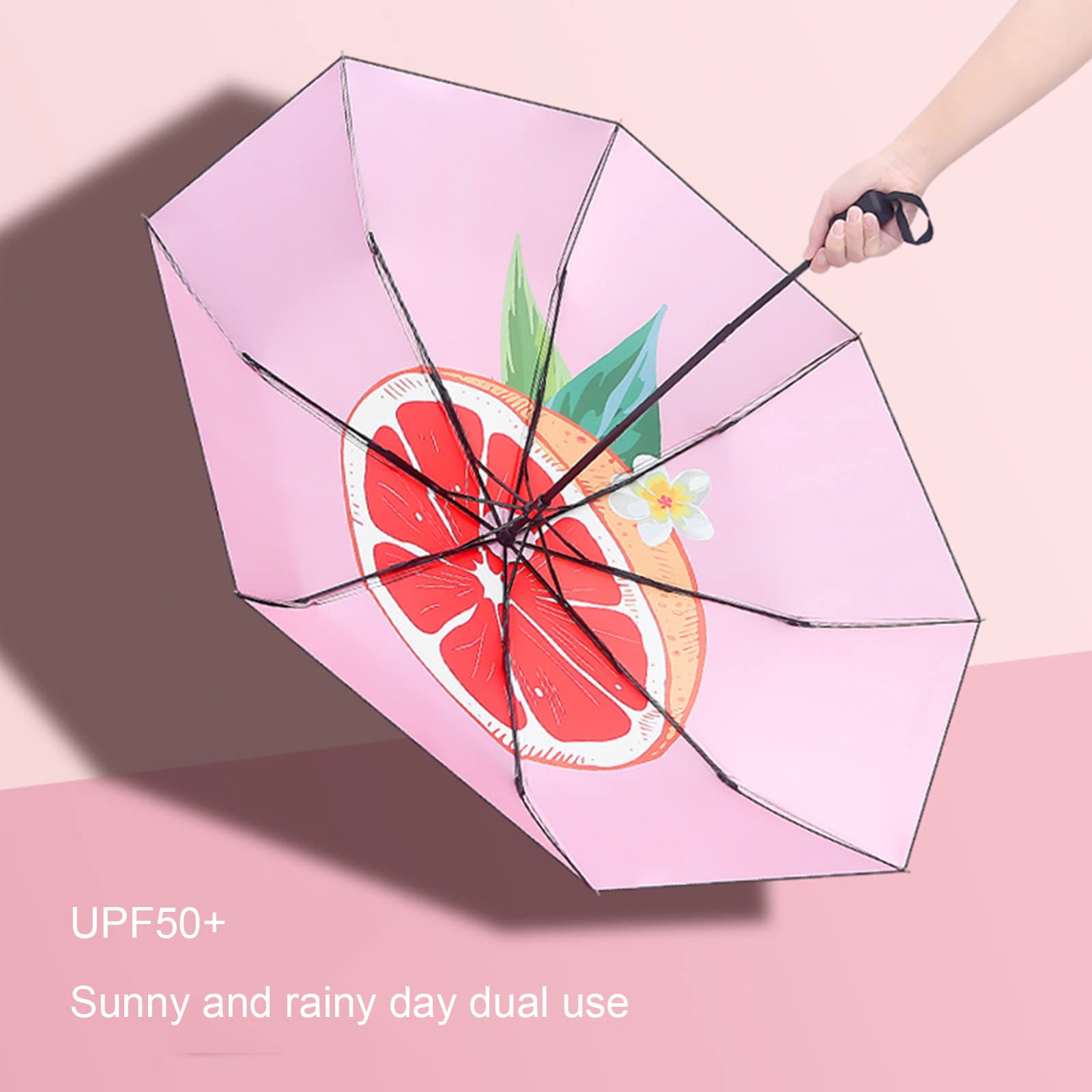 Paraguas de Viaje Compacto, Anti-UV, 8 Costillas, Resistente al Viento, Ligero, portátil, pequeño, Mochila para Coche, Paraguas para Lluvia, Paraguas para Hombres y Mujeres