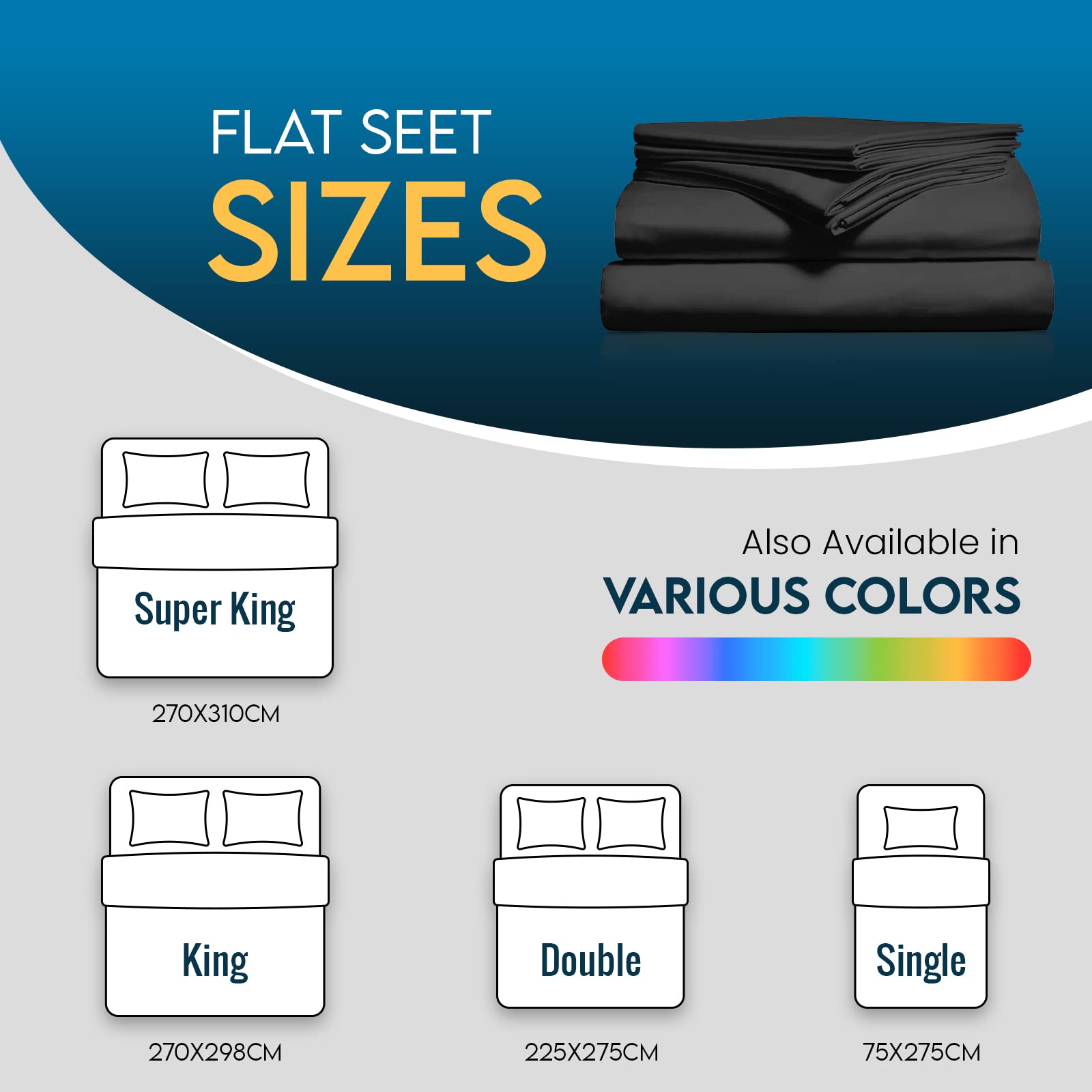 Sunshine Comforts Egyptian Cotton Flat Sheets Super King Size Breathable, Anti Wrinkle - Image 4