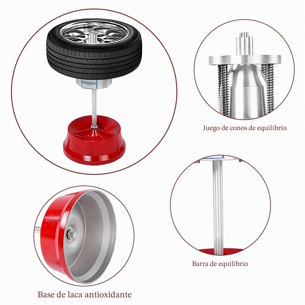 Equilibrador de Ruedas Portátil Universal para Coches y Camiones, Máquina Equilibradora Automática, Acero y Plástico