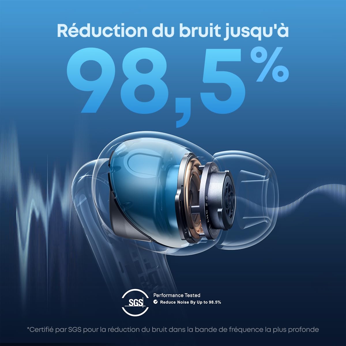 Soundcore by Anker Liberty 4 NC Ecouteurs Bluetooth sans Fil, Bluetooth 5.3, Reducteur de Bruit Adaptative aux Oreilles et à l'environnement, Hi-Res, 50H de Lecture Noir