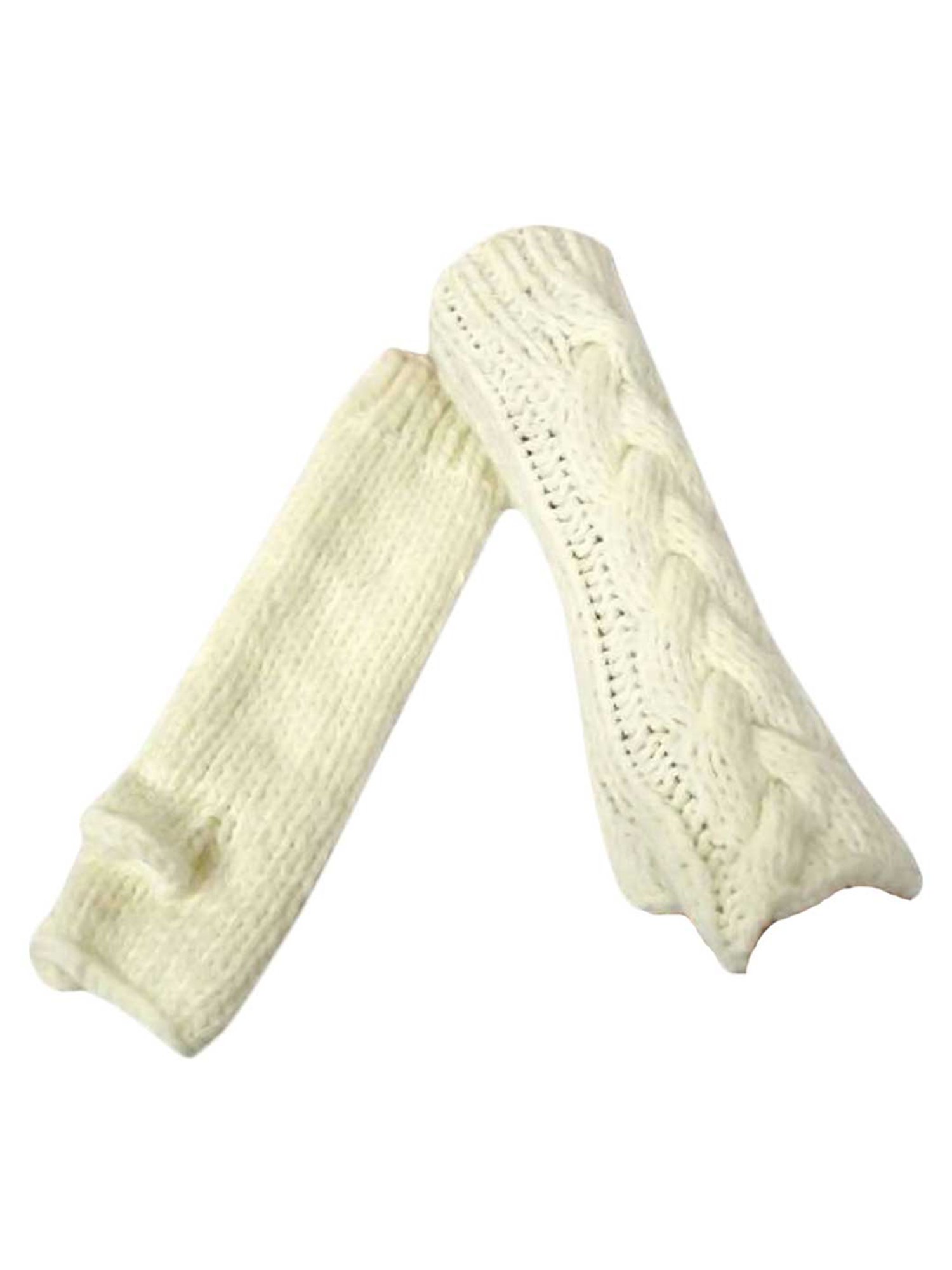 Luxury Divas Long Thick Cable Knit Arm Warmer Gloves