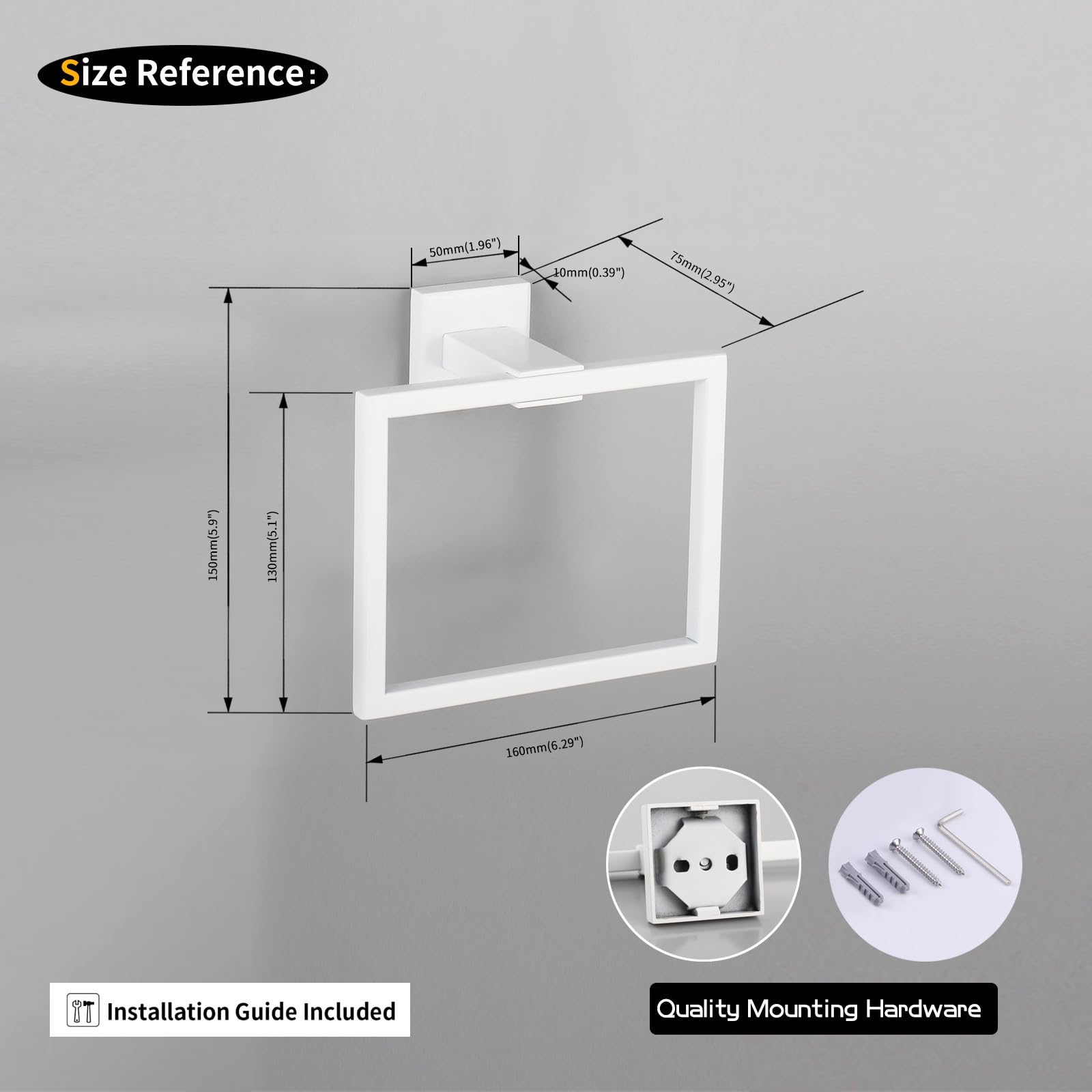 GERZWY SUS 304 Edelstahl Handtuchring für Bad Küche Garage Badezimmer Hardware Handtuchhalter Wandmontage Weiß