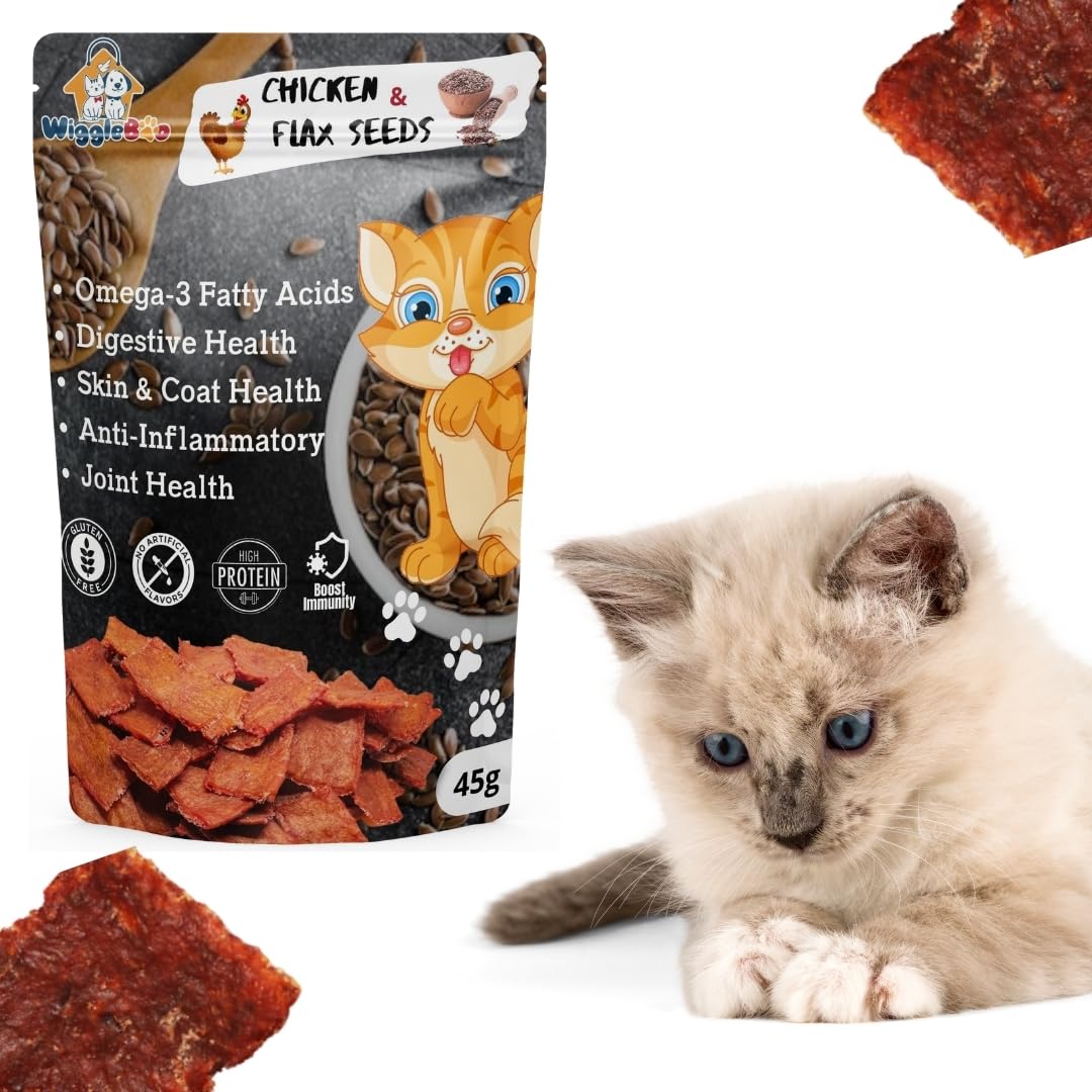 WiggleBoo Chicken & Flax Seeds Cat Treat | Protein Rich | Fiber Rich | Crunchy Healthy Snacks | 100% Natural | 45g (B0CQFJC666) Amazon Price History, Amazon Price Tracker
