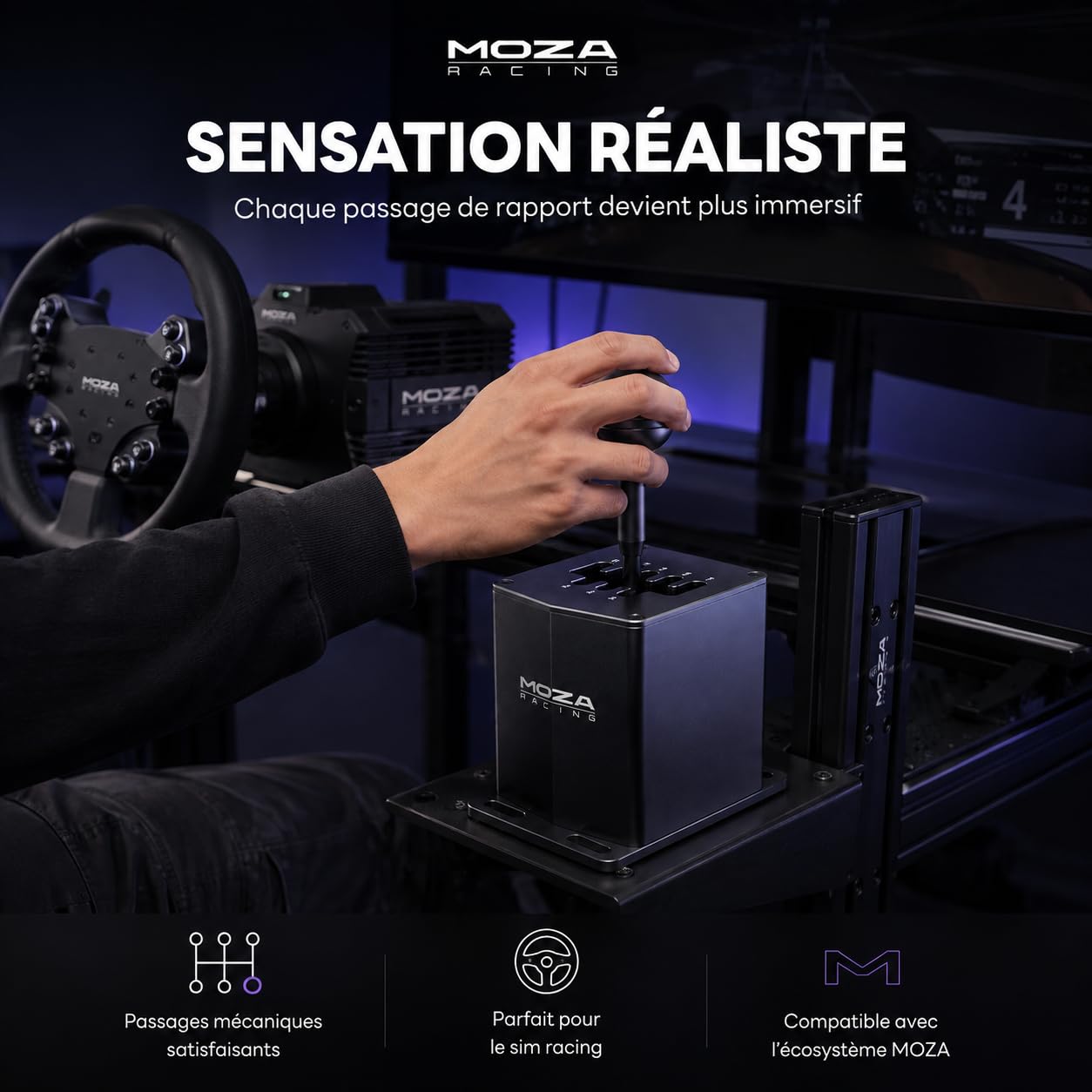 MOZA HGP Levier de Vitesse PC Simracing 7+R pour Simulateur de Conduite
