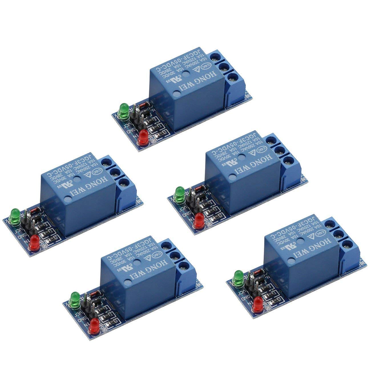 ZYAMY 5-Pack DC 5V 1 Channel Relay Module Interface Board Shield Low Level Trigger for SCM Household Appliance Control
