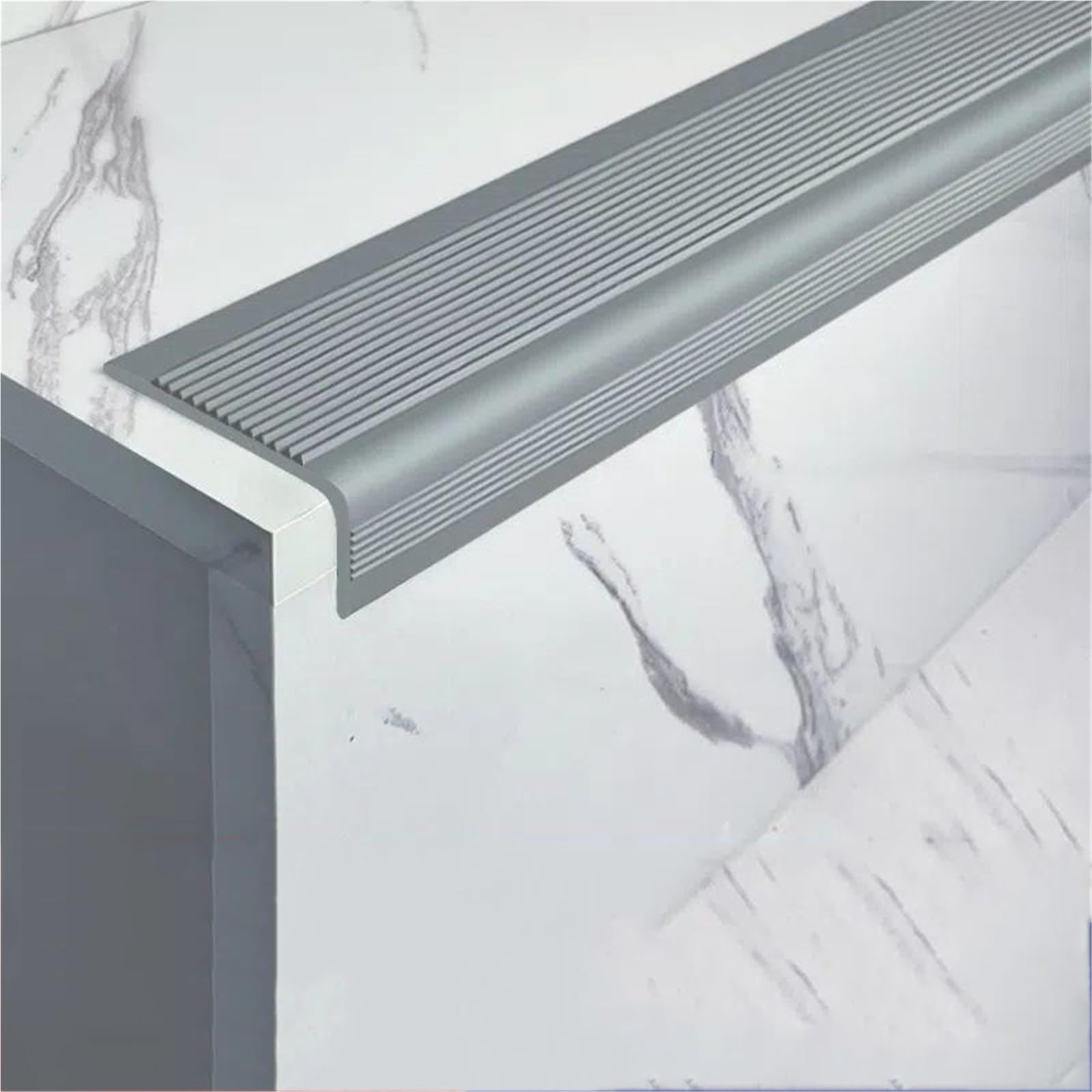 Rivestimento quadrante in PVC, striscia for bordi angolari, strisce for scale antiscivolo da 10 metri, gradini autoadesivi(Gray,10meters/393in)
