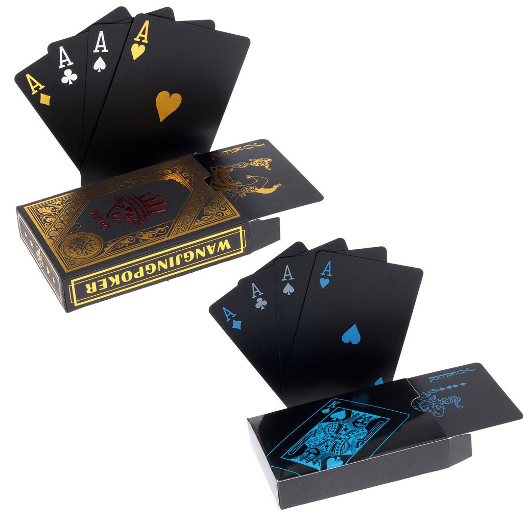 Cartes de Poker en Plastique Professionnelles imperméables Noir Playing Cards Plastique PVC Cartes Texas Hold'em Poker Carte Gold