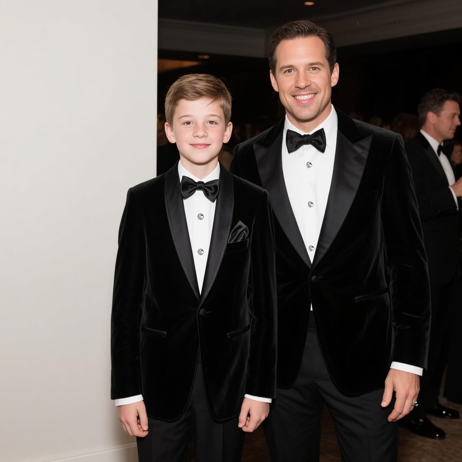 Lamgool Boys Velvet Tuxedo Suit 4 Piece Slim Fit Kids Formal Outfit Set with Blazer Dress Shirt Pant Bow Tie for Wedding - Image 2