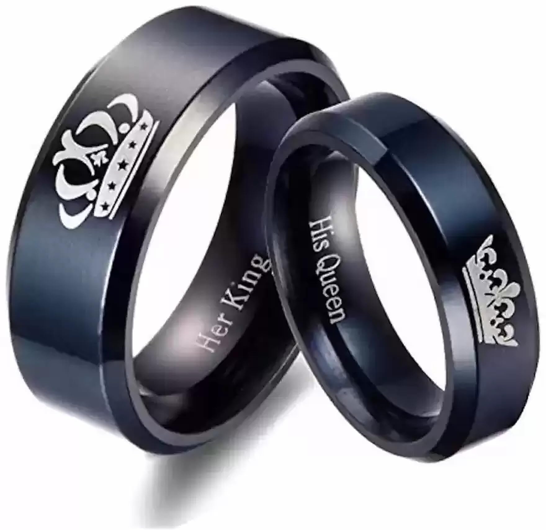 Heer Collection Fashion Jewellery Couple Ring for Lovers His Queen Her King Proposal Finger Rings Valentine Couple Forever Love Band Matching Set Promise Propose Ring-image-43
