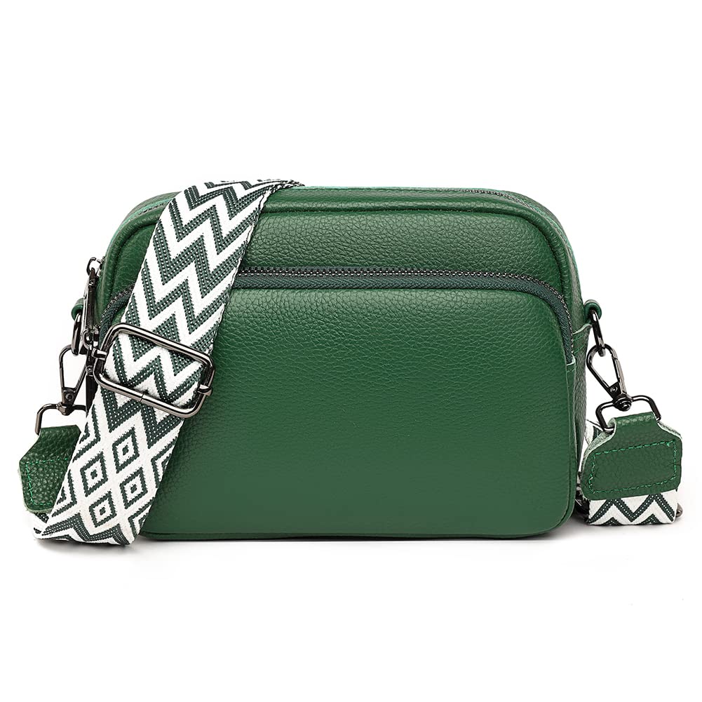 TIAASTAP Damen Umhängetasche Klein Leder Handtasche Crossbody Bag Crossbag Schultertasche Damen Tasche Moderne Taschen mit breitem Schultergurt und 3 Fächern