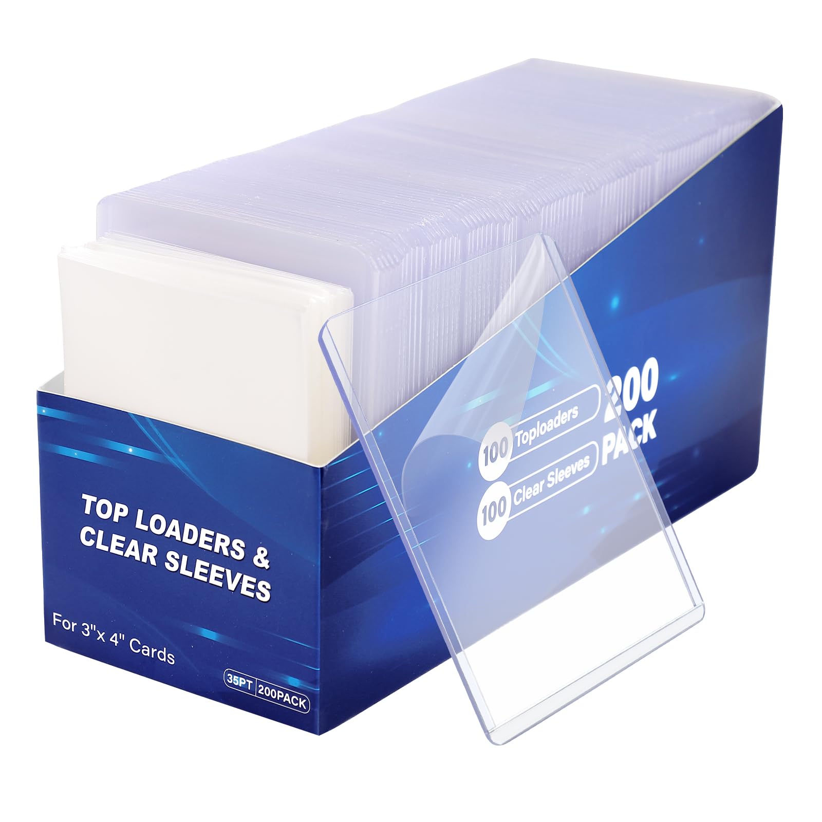 100 Card Sleeves for Cards,3" x 4" Baseball Card Sleeves Protectors Sports Card Holder for Trading Card (100 Hard Sleeves + 100 Clear Sleeves)