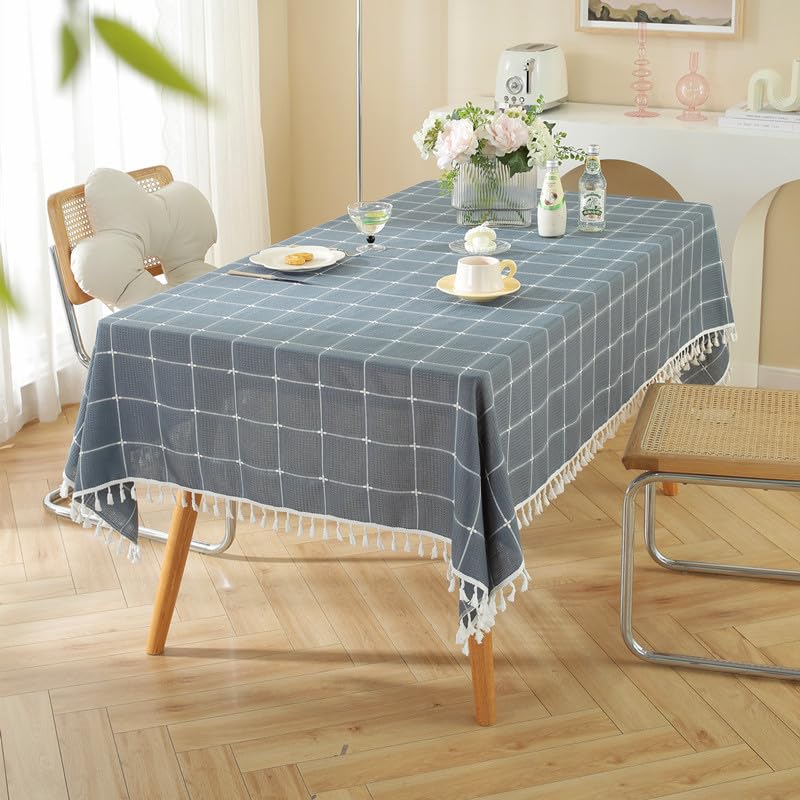Nappe rectangulaire en tissu damier pour repas de salle à manger