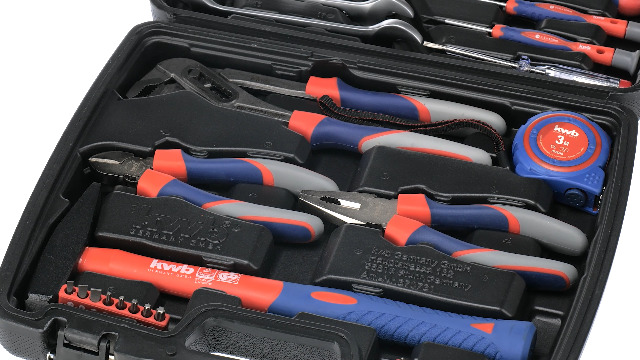 DEKO Gereedschapskist, compleet, 178 delen, koffer voor doe-het-zelvers voor thuis, kantoor en auto, met schroevendraaierset, hamer en tangset voor dagelijks onderhoud