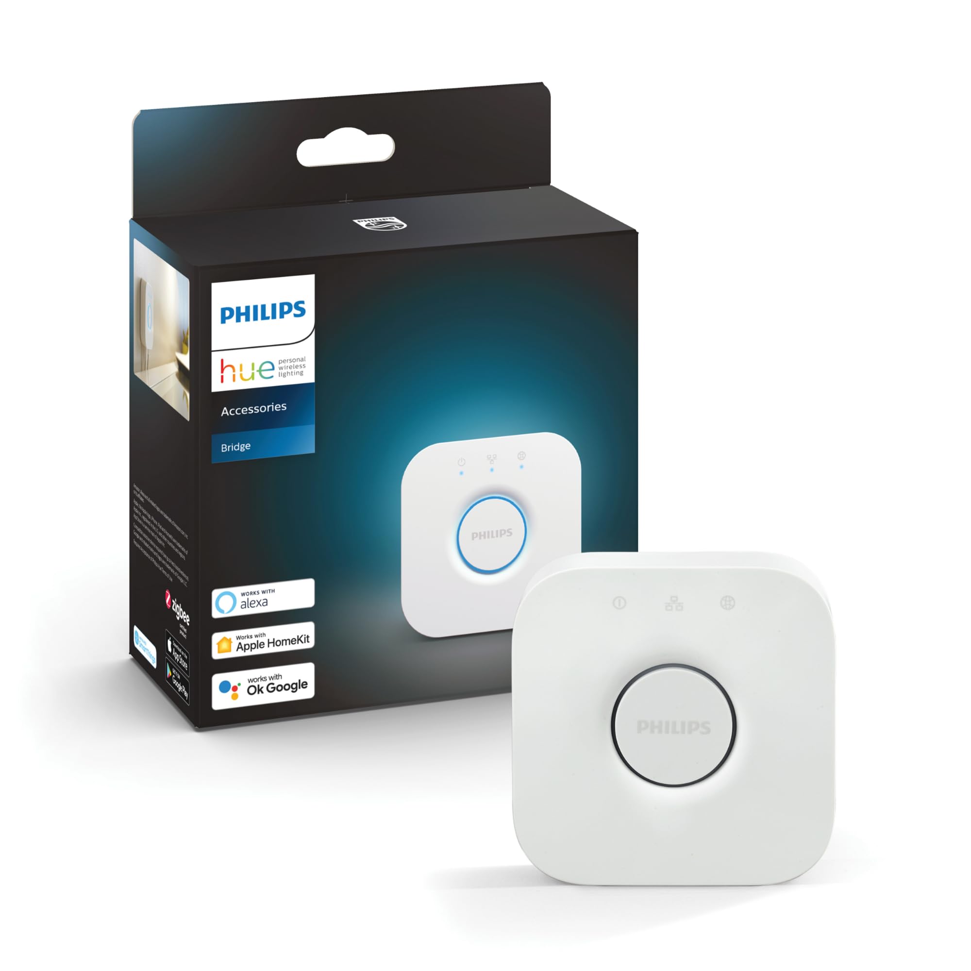 Philips Hue Starter Pack - GU10 - 4 Bombillas LED para focos - Luz blanca cálida a fría - incl. Hue Bridge - Hue White Ambiance