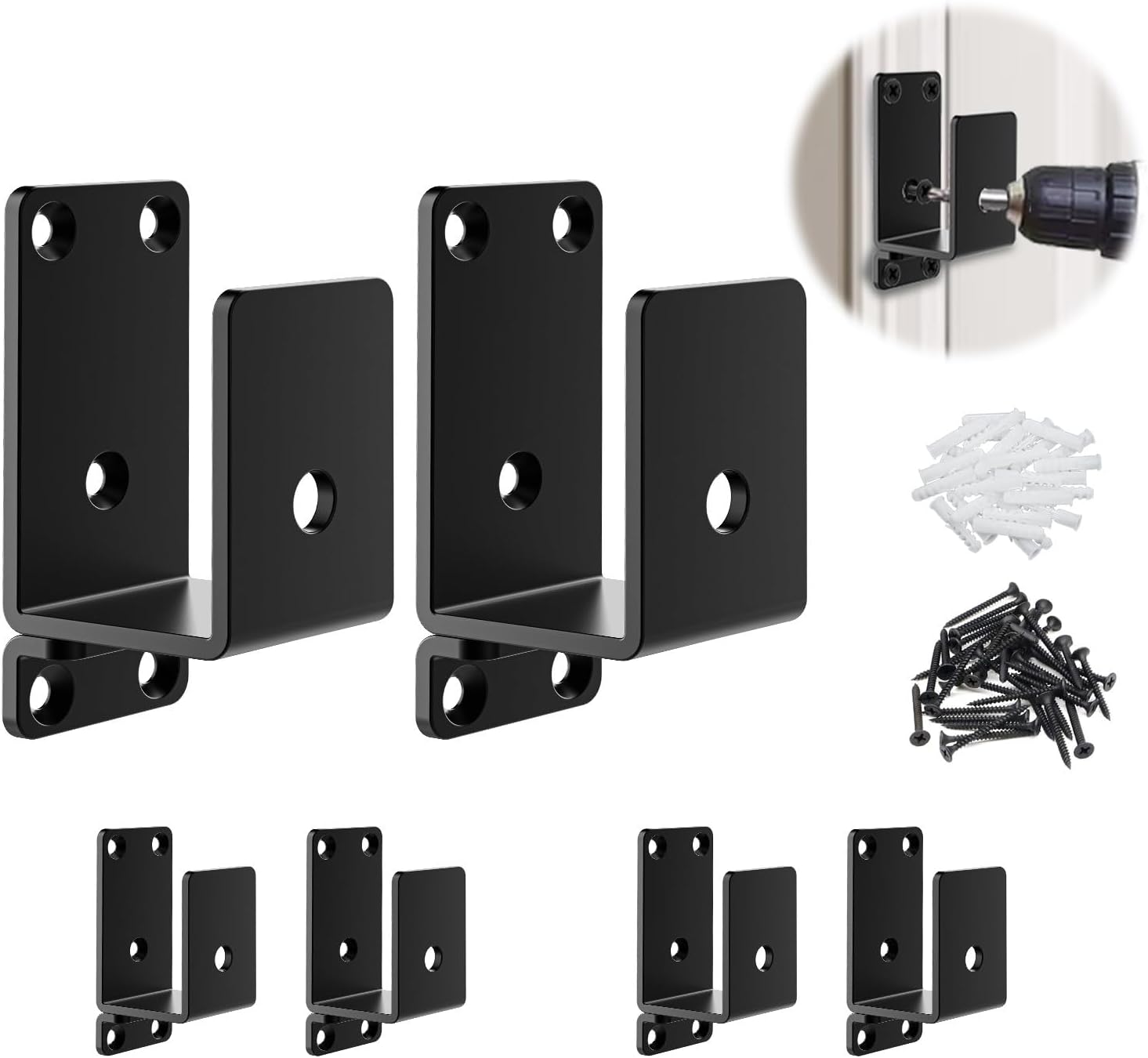 6Pack Door Barricade Brackets,2x4 Heavy Duty Door Security Brackets for 2 x 4 Lumber,Open Bar Holder Steel U Bracket Door Security bar fit for Indoor,Outdoor Door Security