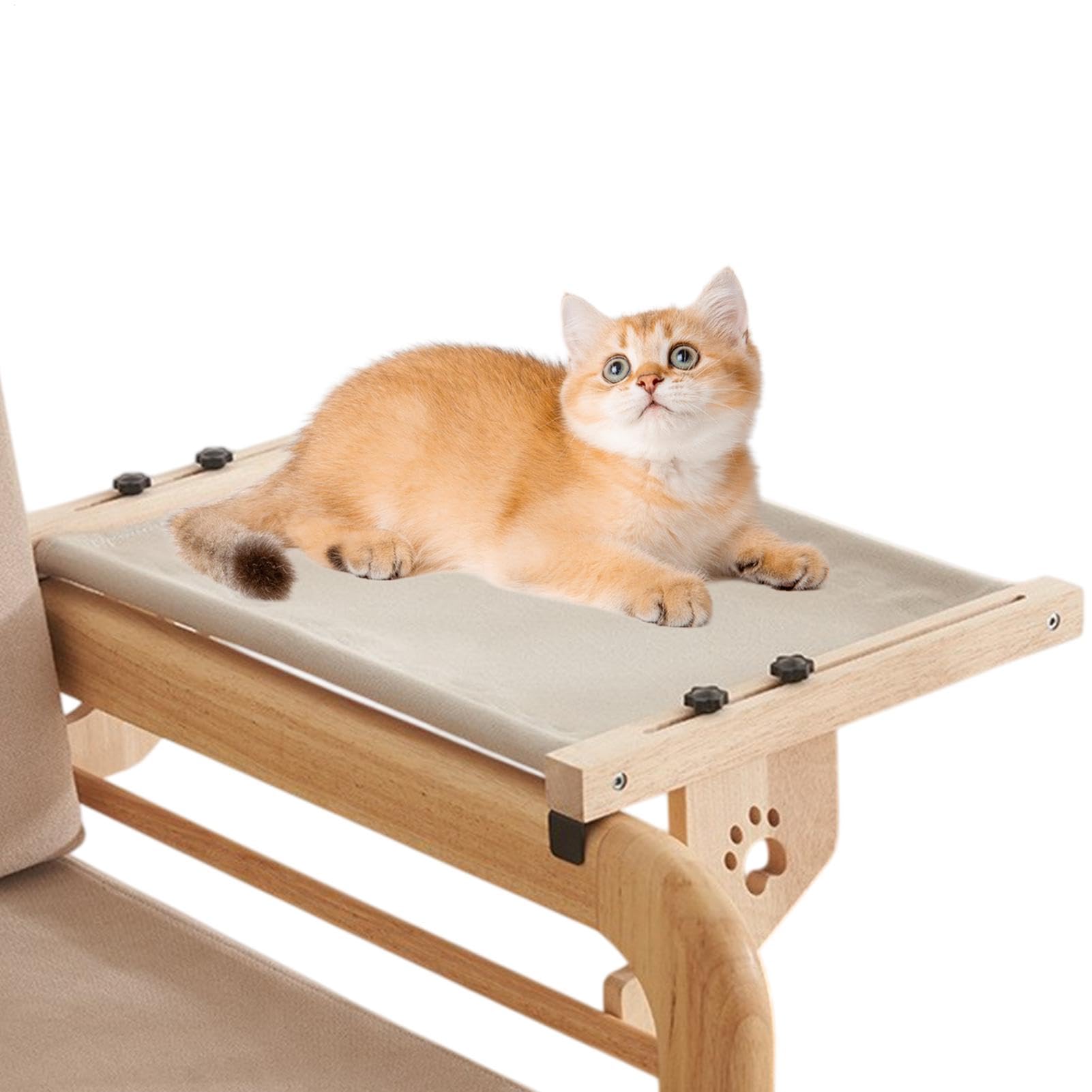 Cama para gatos de barandilla Estructura Resistente Ajustable De Madera Y | Asiento Ventana Gatos Percha Resistente, Asiento Interior, Marco Robusto Para V