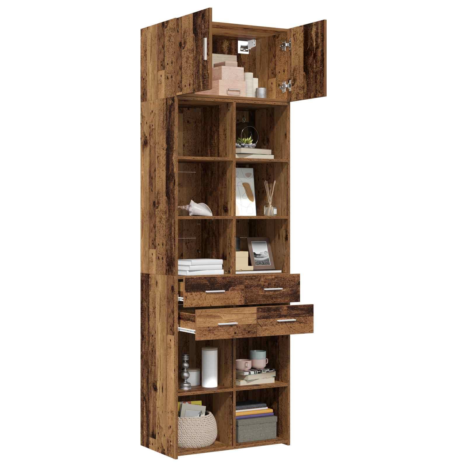 Lot de 2 armoires de rangement en bois vieilli 70 x 42,5 x