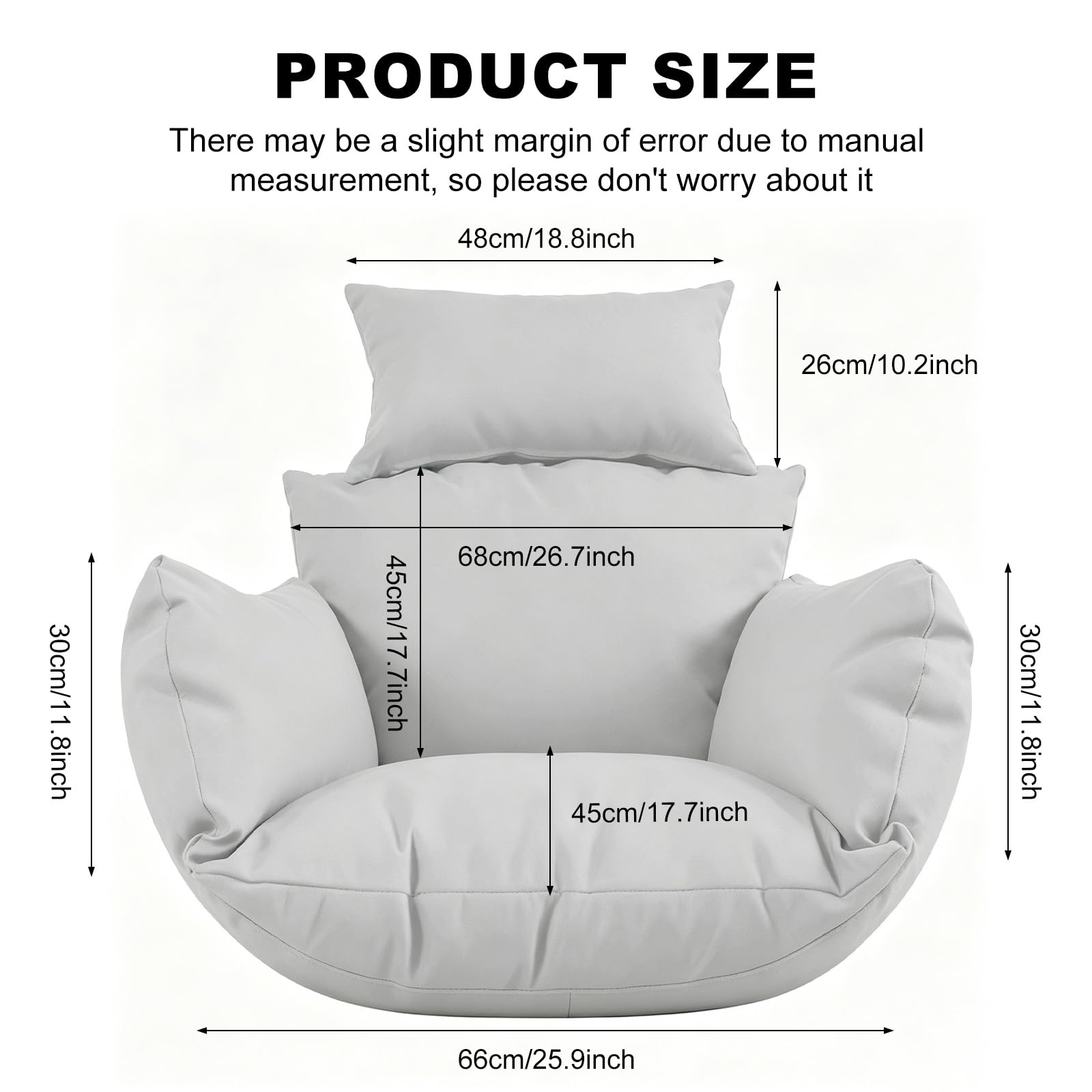 Coussin pour Fauteuil Suspendu en Rotin, Siège Balançoire Moderne, Housse de Coussin de Jardin avec Appui-Tête, Coussin de Siège en Polyester Souple et Imperméable, Coussin de Remplacement pour