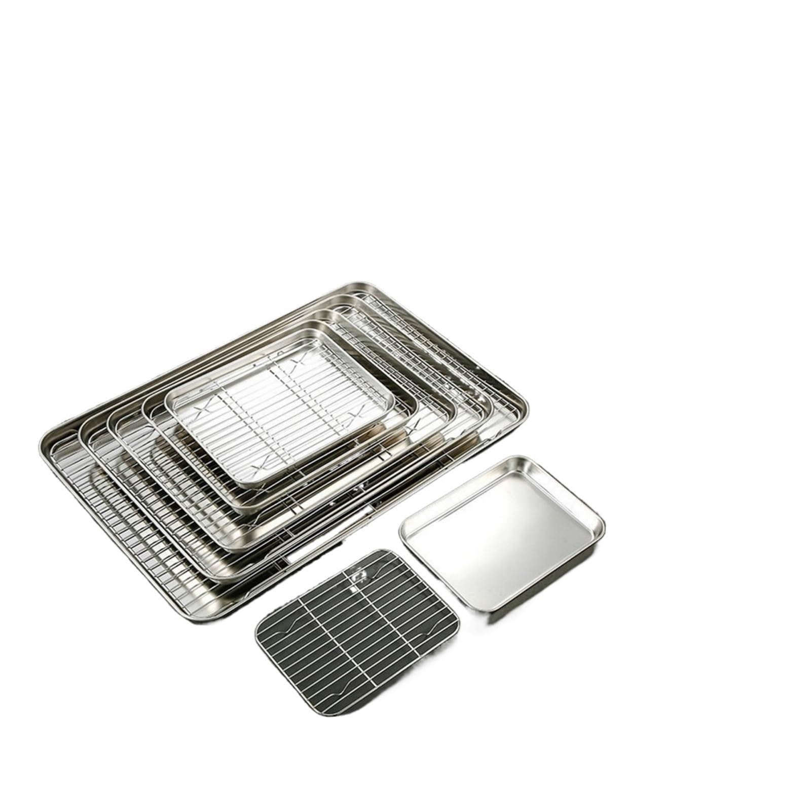 HIZON Parrilla y Bandeja de Goteo integradas de Acero Inoxidable 304 | Bandeja for hornear con rejilla integrada for asar en horno y freír al aire(NO3 31.5X34.5CM)