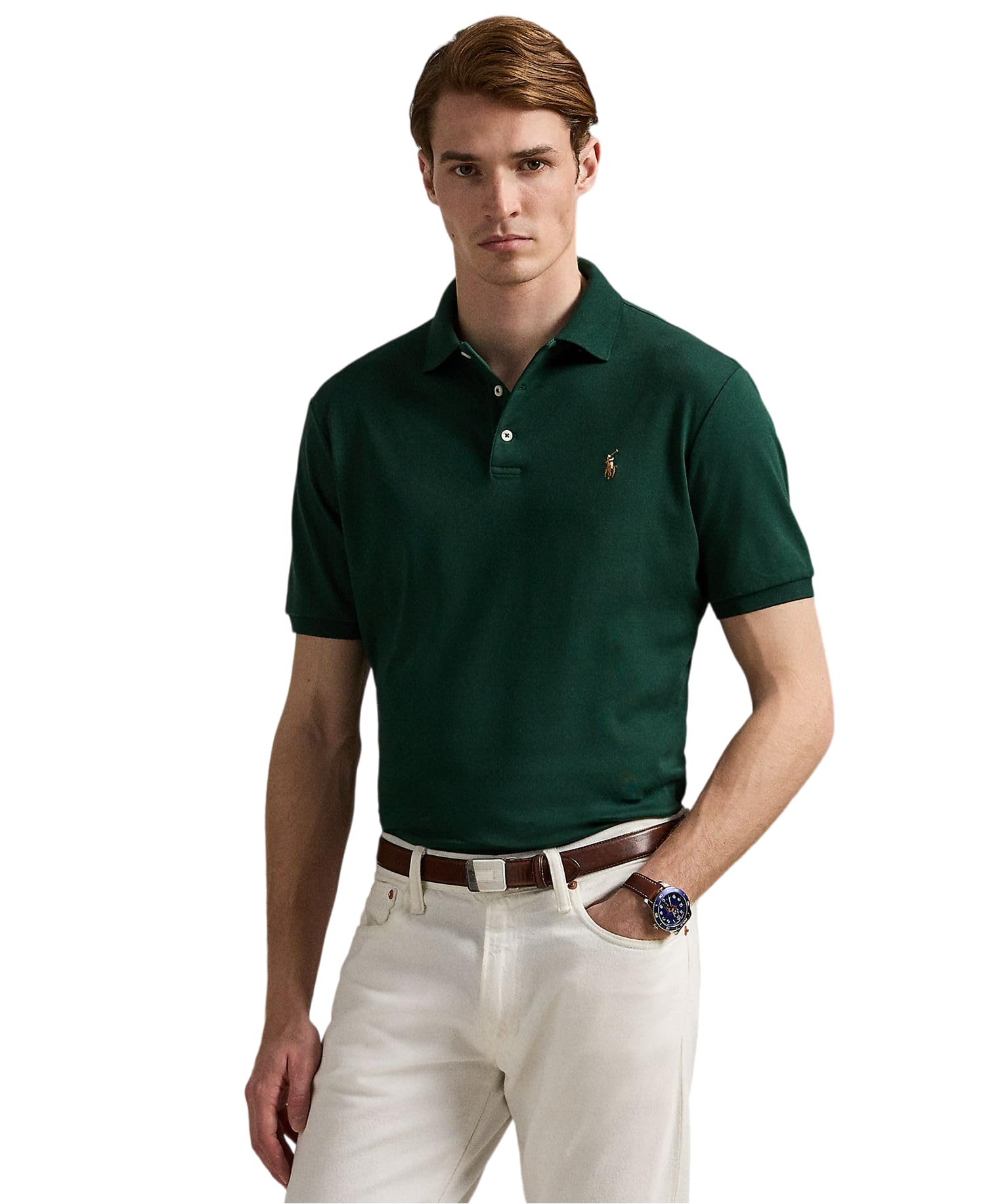 Men's New Classic Fit Polo Shirt (US, Alpha, Medium, Regular, Regular, Vintage Pine)