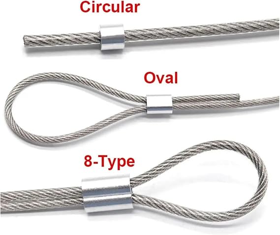 10-50Pcs Cable Stopper Crimp Rope Sleeve Wire Crimp Sleeve Fixing Clip 8-Shape Wire Ferrules Cord Lock for Wire Rope(50Pcs M2)