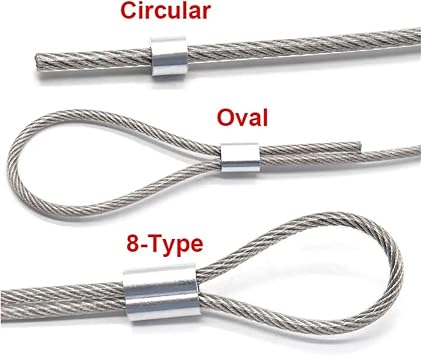 10-50Pcs Cable Stopper Crimp Rope Sleeve Wire Crimp Sleeve Fixing Clip 8-Shape Wire Ferrules Cord Lock for Wire Rope(50Pcs M2)
