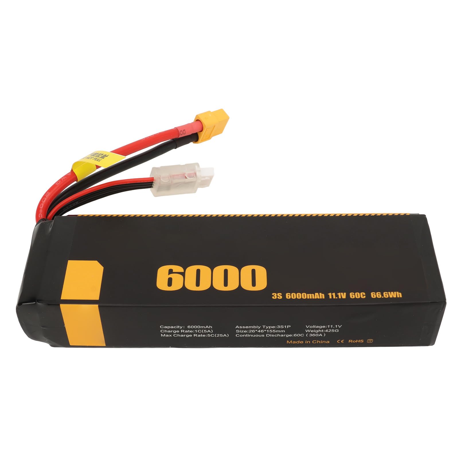 Bateria Lipo, Bateria Lipo 3S 6000 Mah Wysoka wydajność Odporność na Uderzenia Długa żywotność dla Modeli FS 1/10 1/8 (XT60)