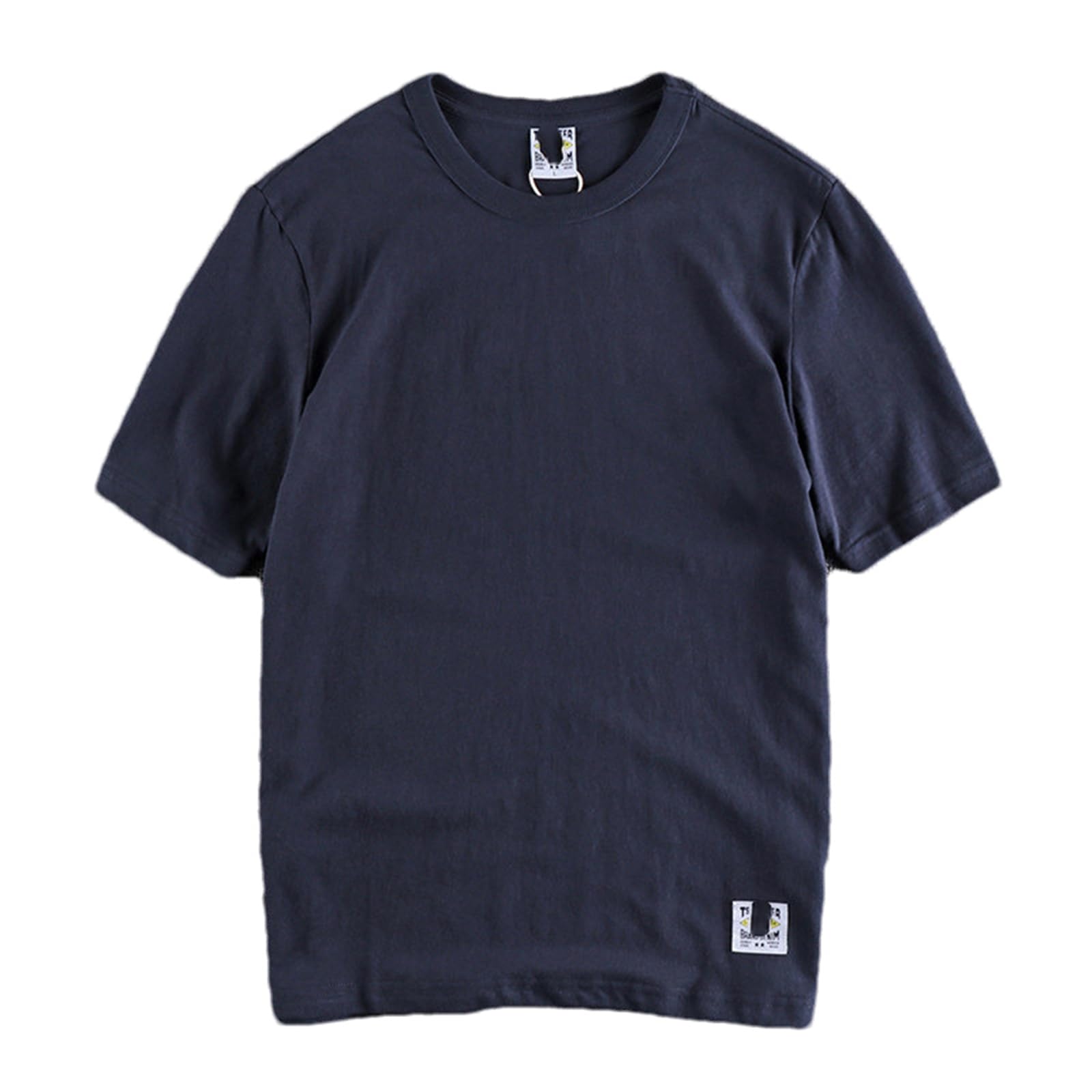 Camiseta básica básica de manga corta para hombre, estilo retro, lavada, lisa, ajuste regular, informal, ropa de calle