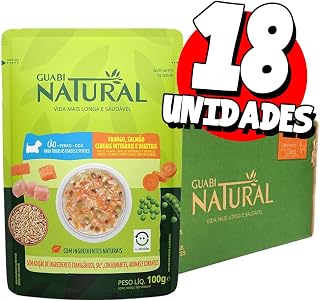 Sachê Guabi Natural 18un Para Cães de Todas idades e Portes Sabor Frango, Salmão Cereais Integrais e Vegetais