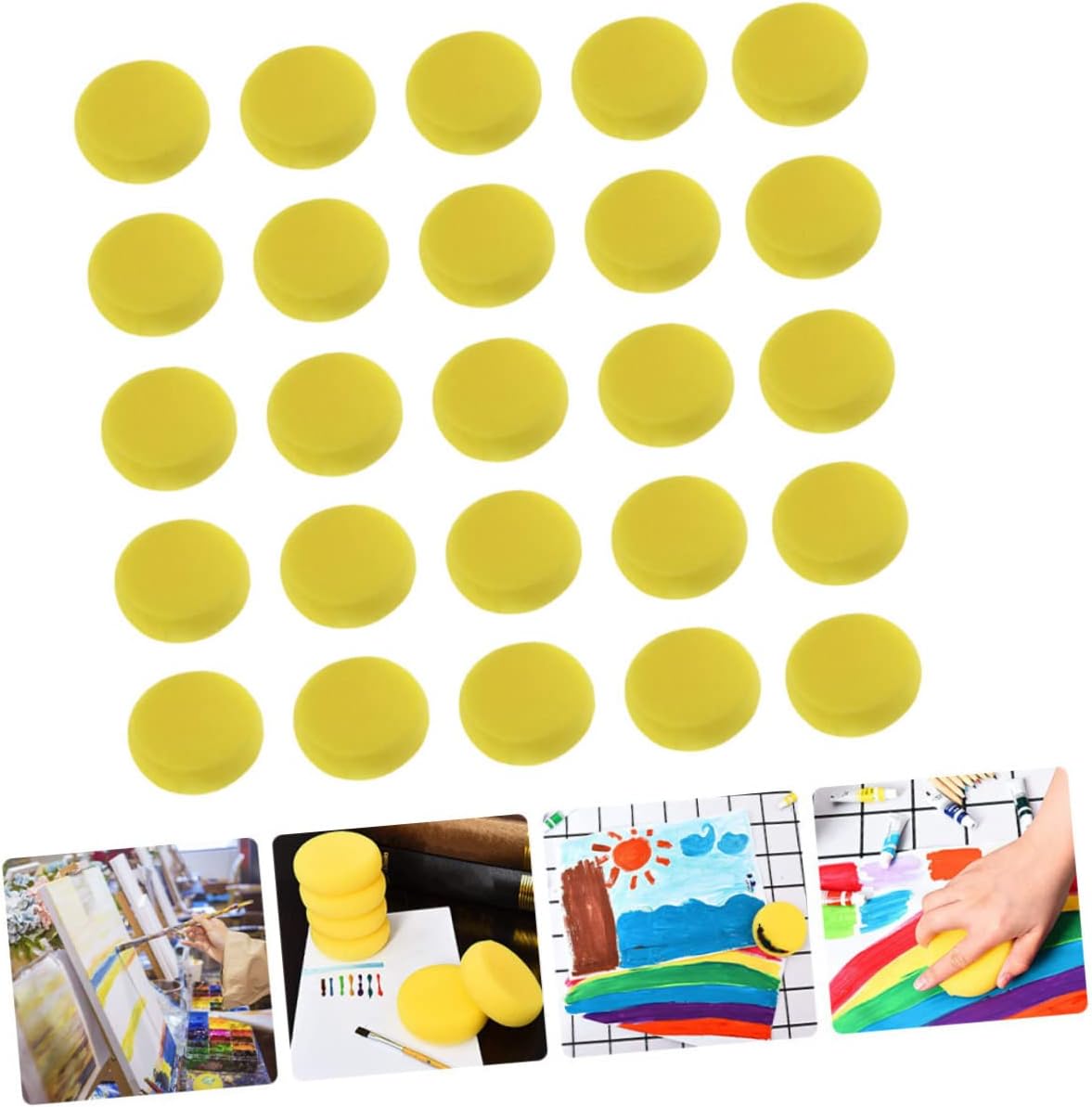 25pcs Round Sponges Boys and Girls Art Washable Paint Sponge Brush Multifunctional DIY Graffiti for Art Class
