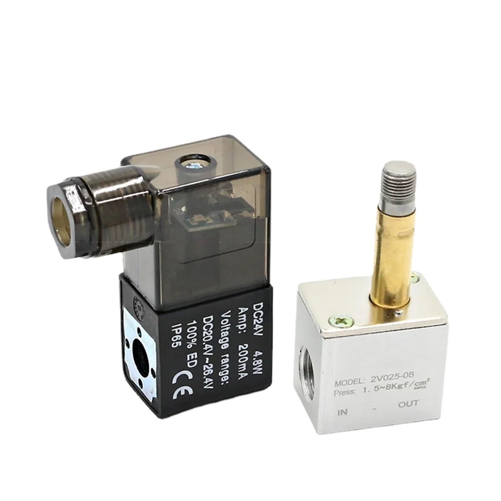 Válvulas solenoides de Aire 2V025-08 Válvula solenoide neumática 2 Posiciones y Puertos 1/4" Normalmente Cerrada 12 V, 24, 110 220(2v025-08 W 2pcs 802,220 Volt)