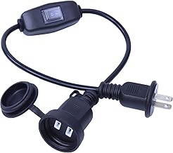 Extension Cord, Power Plug Extension Cable with Waterproof Switch, Rainproof Outlet, 0.5 M Outdoor, Rainproof Cap Included, Lid, PSE Certified, Power Cord for Work, 2 Cores, Universal Outlet (0.5 M