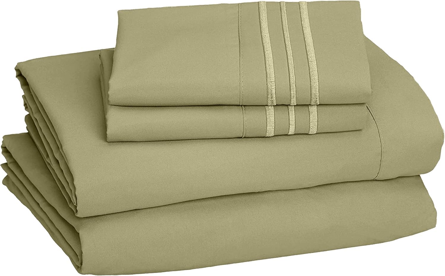 CELINE LINEN Premium 1800 Hotel Quality Wrinkle-Resistant 4-Piece Microfiber Sheet Set - Luxury Ultra Soft and Breathable Bedding 16 Inch Deep Pocket 4PC Sheet Set, California King, Sage Green