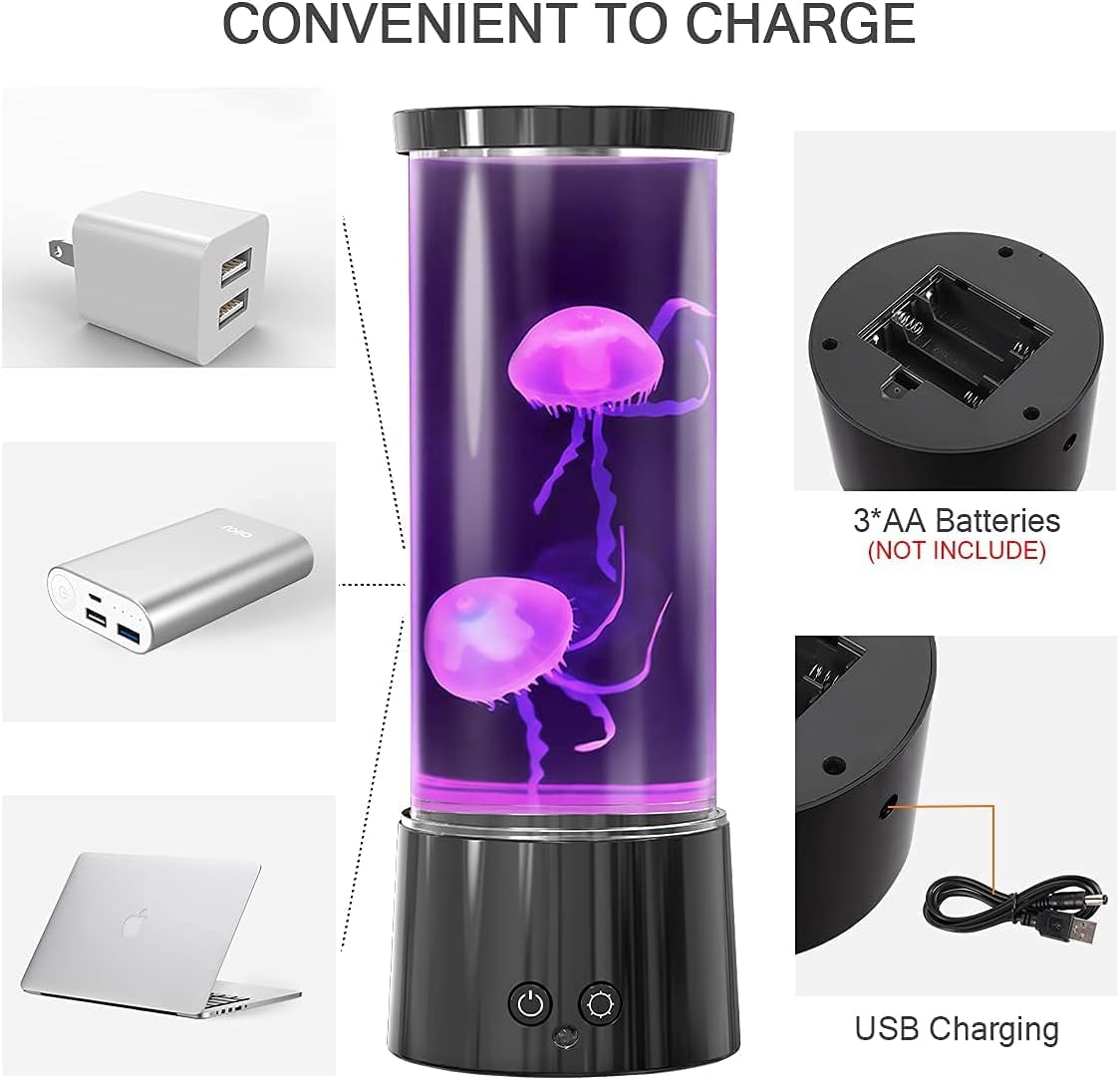 Lampe méduse pour aquarium avec télécommande, 17 couleurs pour éclairage d'ambiance, décoration, cadeaux de Noël pour enfants