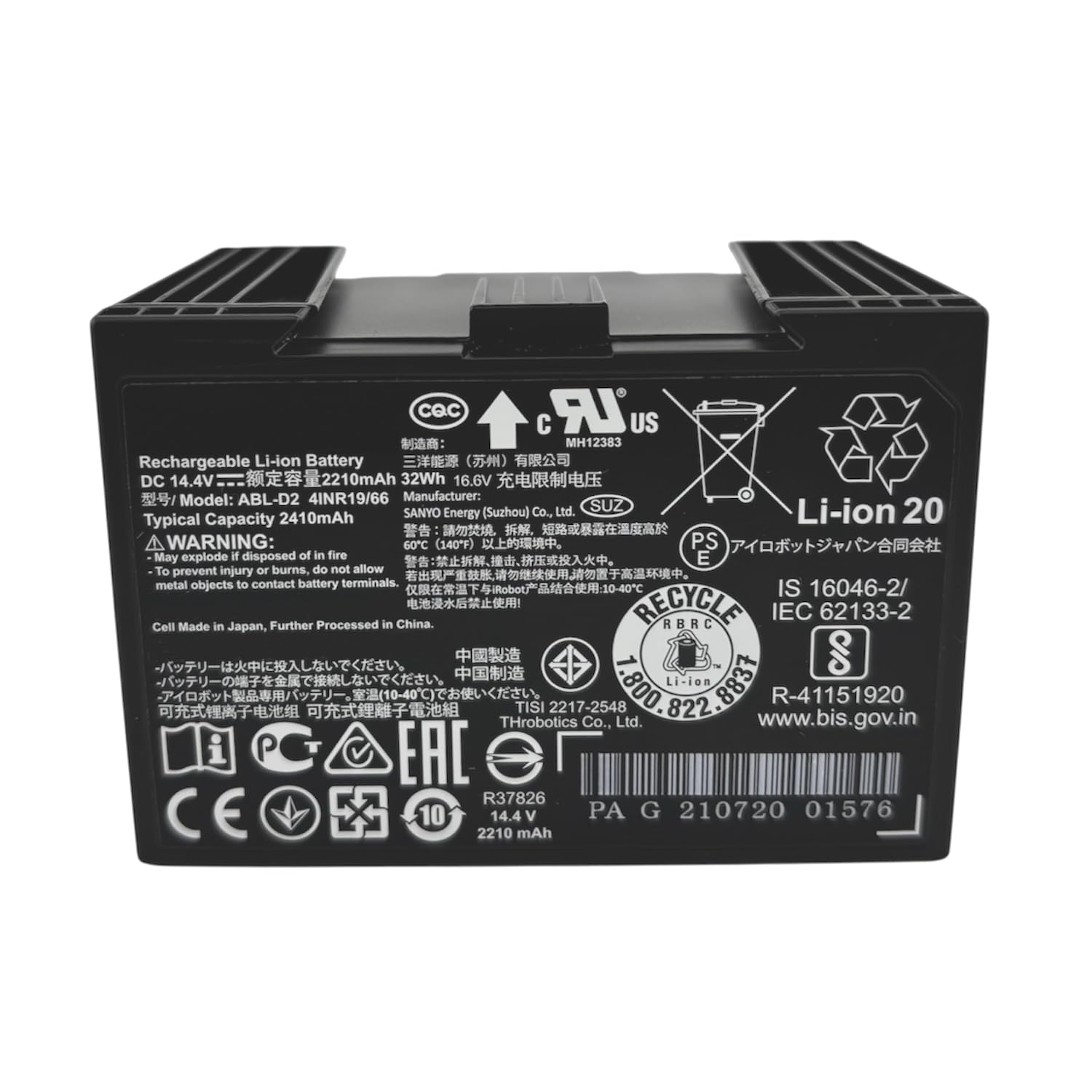 LabTEC 14.4V 4000mAh Batería de Repuesto para i7, Batería Li-Ion para iRobot Roomba 7150 7550 3150 3550 4150 4552 i4 i4 i3 i3 i7158 i7550 i755020 4624864 ABL-D1 Aspirador