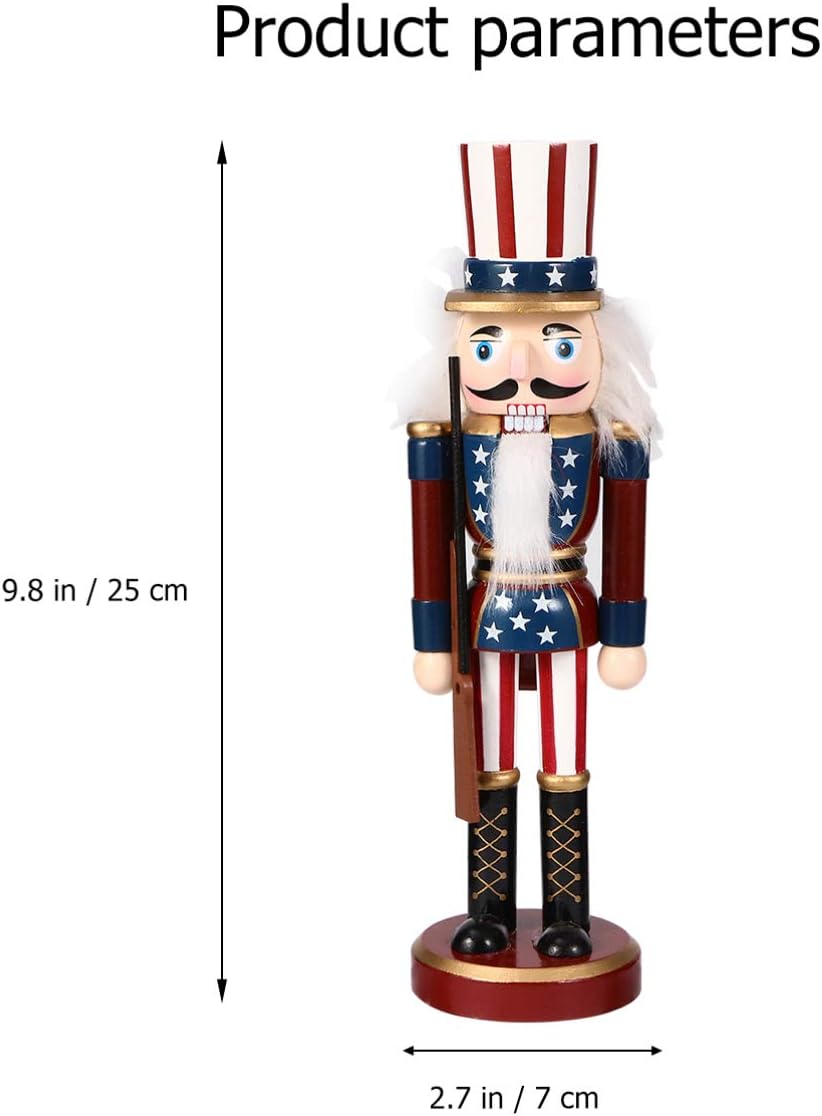 BESPORTBLE Nutcracker Puppet, 9.8inch Christmas Decorative Nutcracker - American Independence Day Nutcracker Figurine
