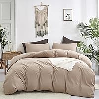 Vista 84 de CLOTHKNOW Juego de edredón de 3 piezas a cuadros color beige óxido, tamaño Full, juego de ropa de cama de cuadros edredón terracota con 2 fundas