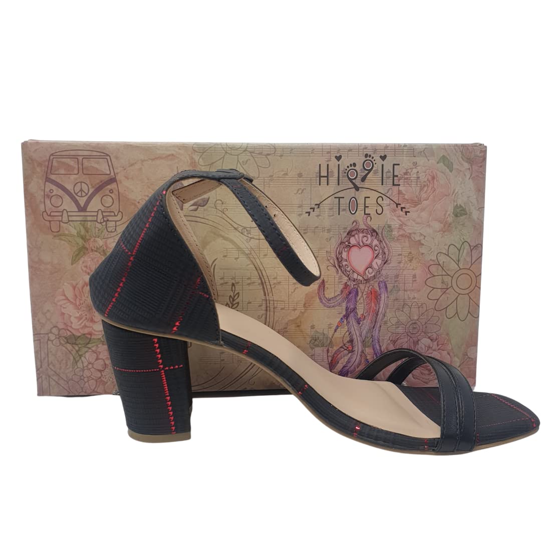 HIPPIE TOESBlack Rock & Roll Women's sandal Handcrafted PU Leather Footwear