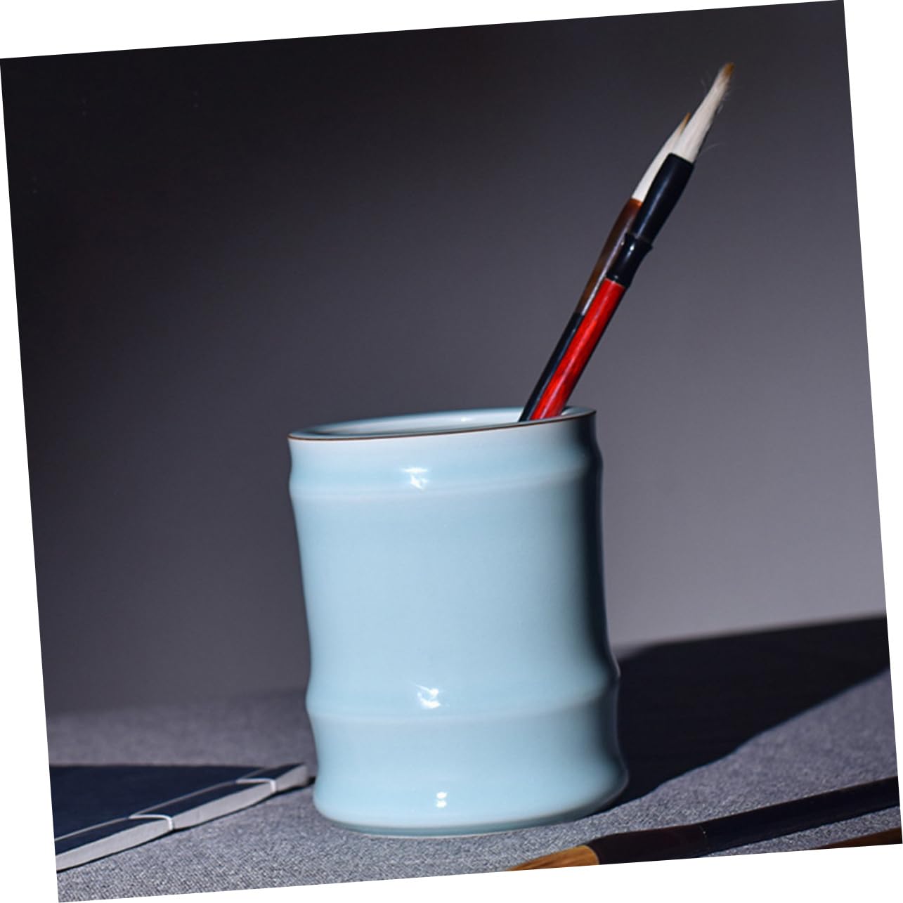 MAGICLULU Porta Penna Cilindrico in Ceramica, Elegante, Grande Capienza | Decorazione da Tavolo, Porta Penne per Scrivania Ufficio, Decorazioni Scuola